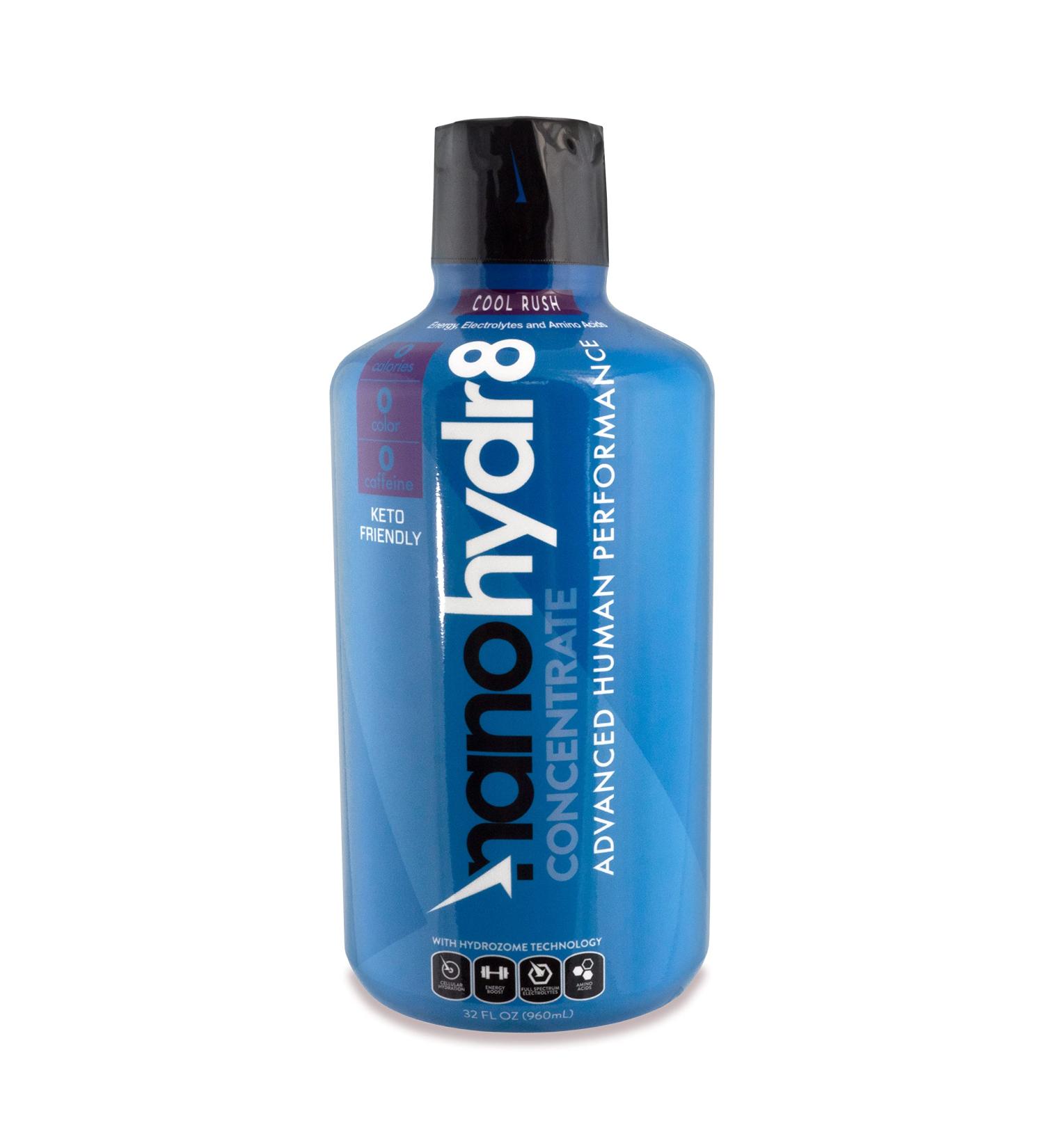 Nanohydr8 Workout Energy Drink with Nanotechnology for Fast Hydration and Electrolyte Recovery 32oz Cool Rush Grape Concentrate - Buy Online on GoSupps.com