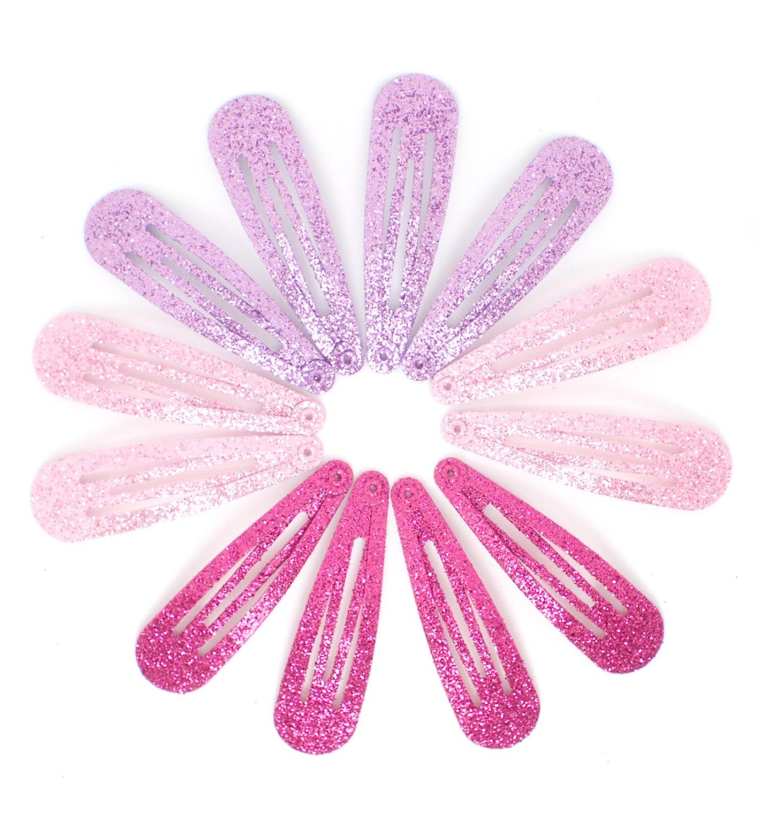 Glittery Metal Hair Clips for Girls - Purple Fuchsia & Pink | International Shipping Available - Buy Online on GoSupps.com