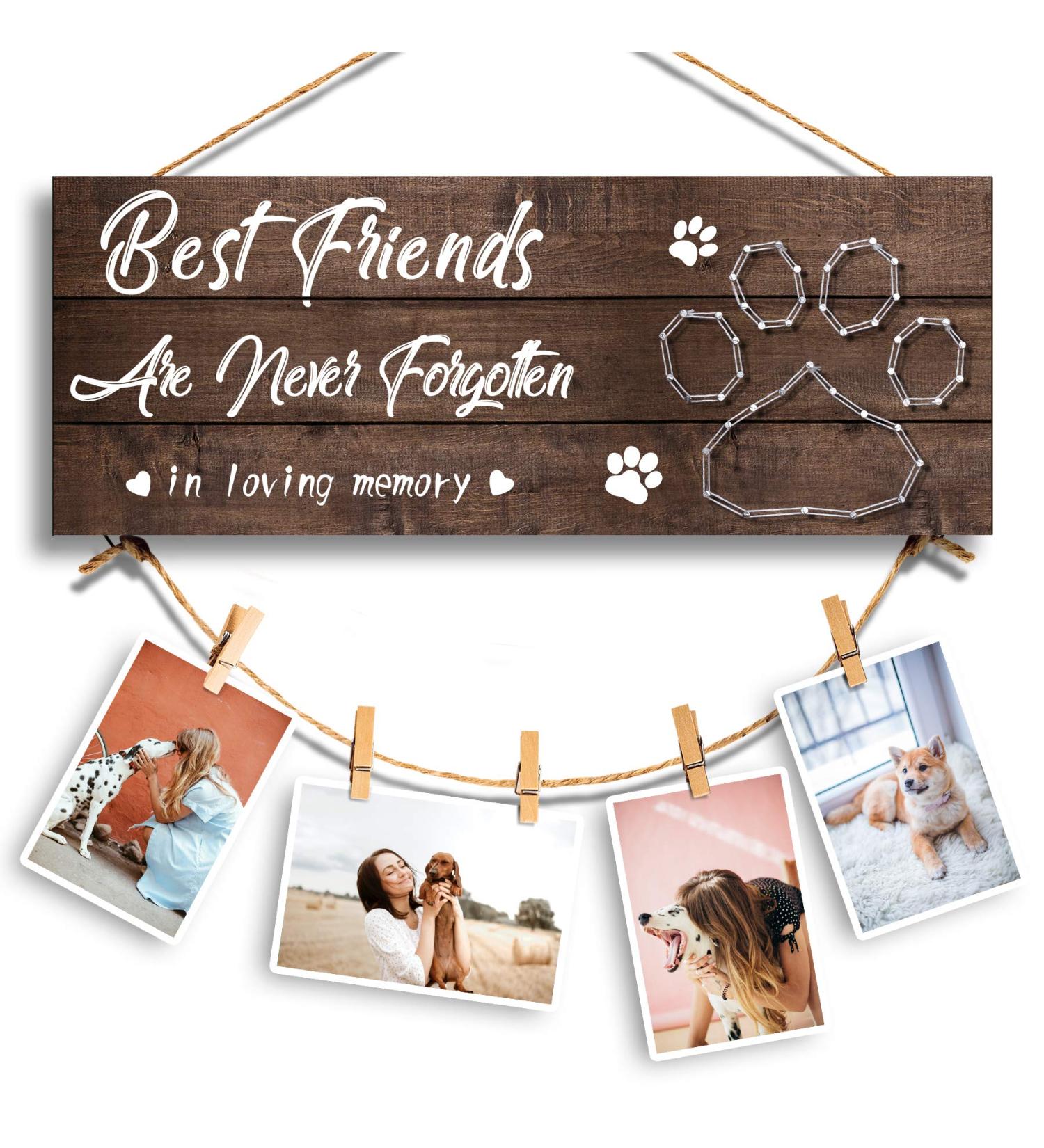 Pet Memorial Sympathy Frame for Loss of Dog and Cat | Personalized Pet Lover Gift | Paw Prints Design | Includes Clips and Twine for Photo Hanging - Buy Online on GoSupps.com