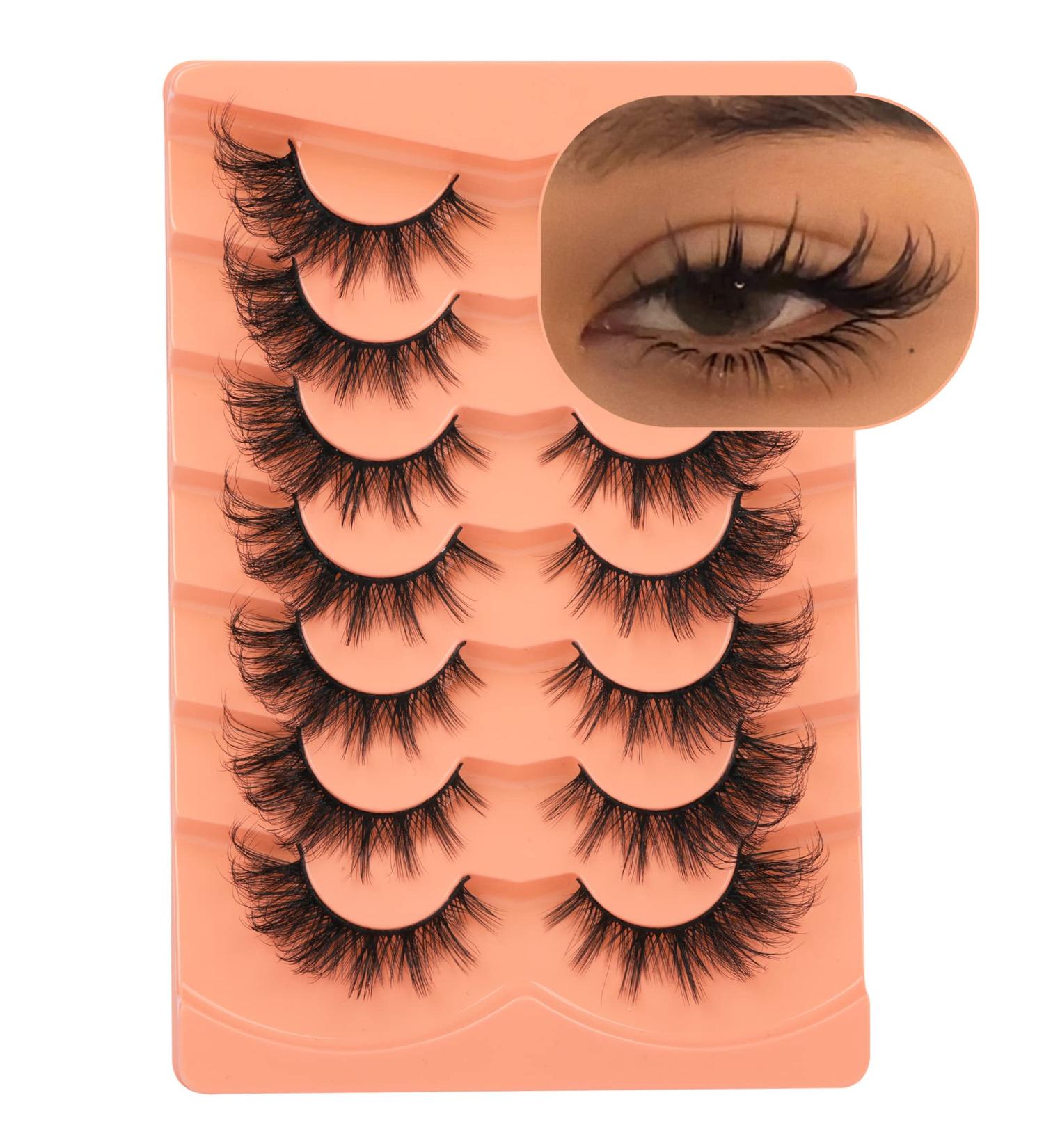 ALICROWN B- Fluffy Fox Eyelashes - 7 Pairs Natural Wispy Fake Lashes for Cat Eye Look - Buy Online on GoSupps.com