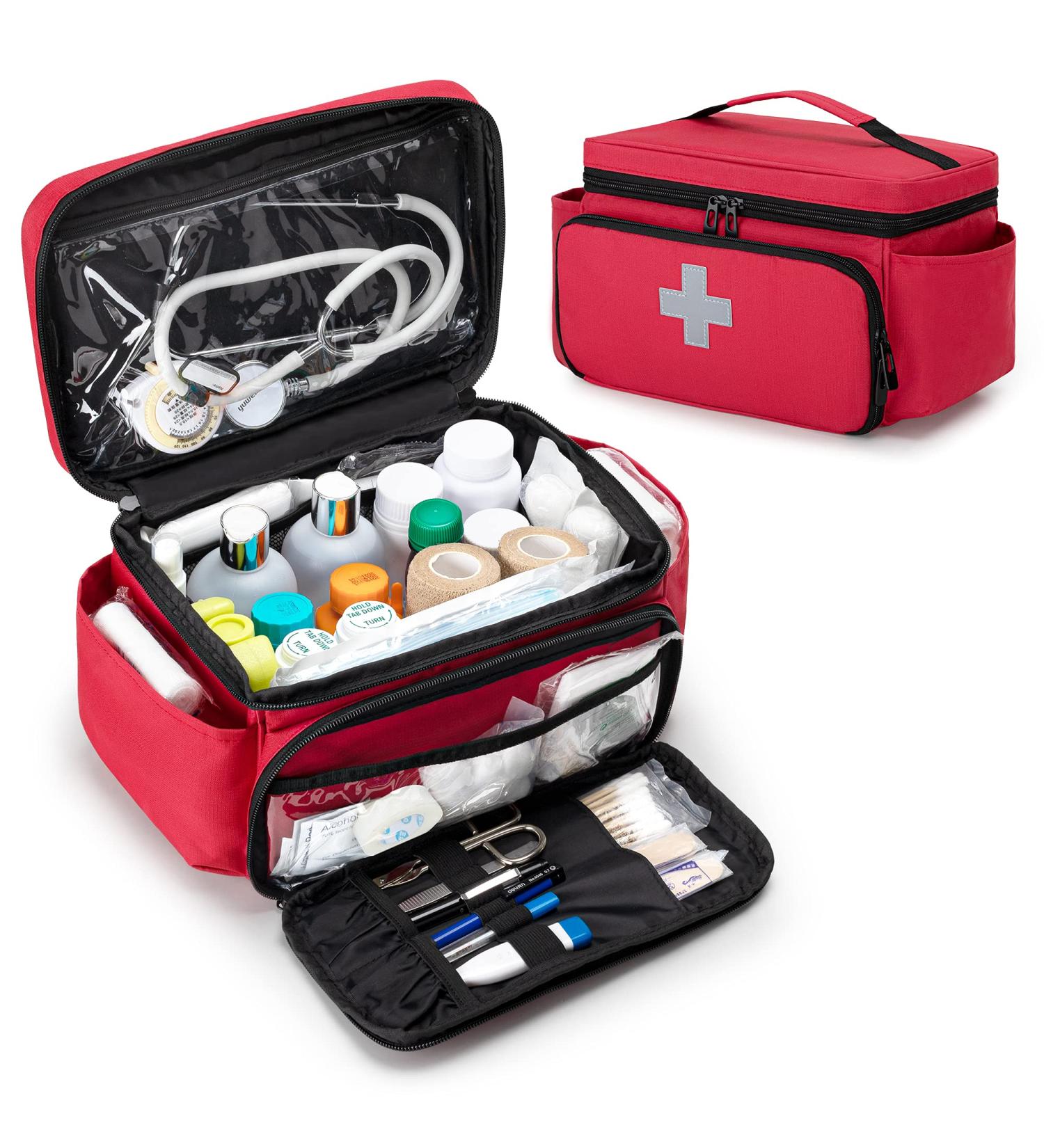 CURMIO Small Medicine Storage Bag - Family First Aid Organizer Box - Red (Bag Only) | Patent Pending - Buy Online on GoSupps.com