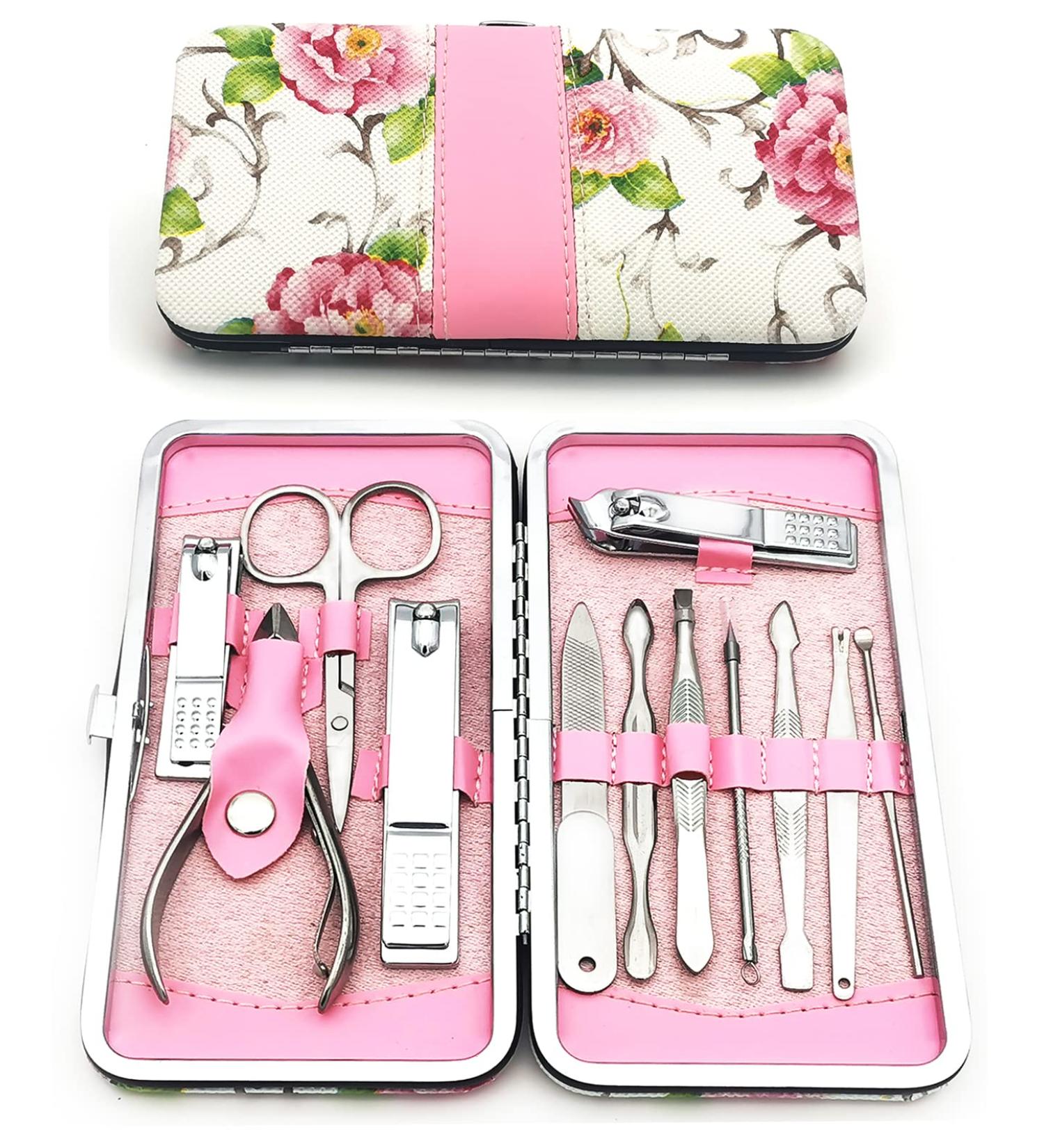 Alibuy 12 in 1 Manicure Pedicure Set with Toenail Clippers and Cuticle Cutters - Stainless Steel Grooming Kit for Men Women - Travel Case Included - Buy Online on GoSupps.com