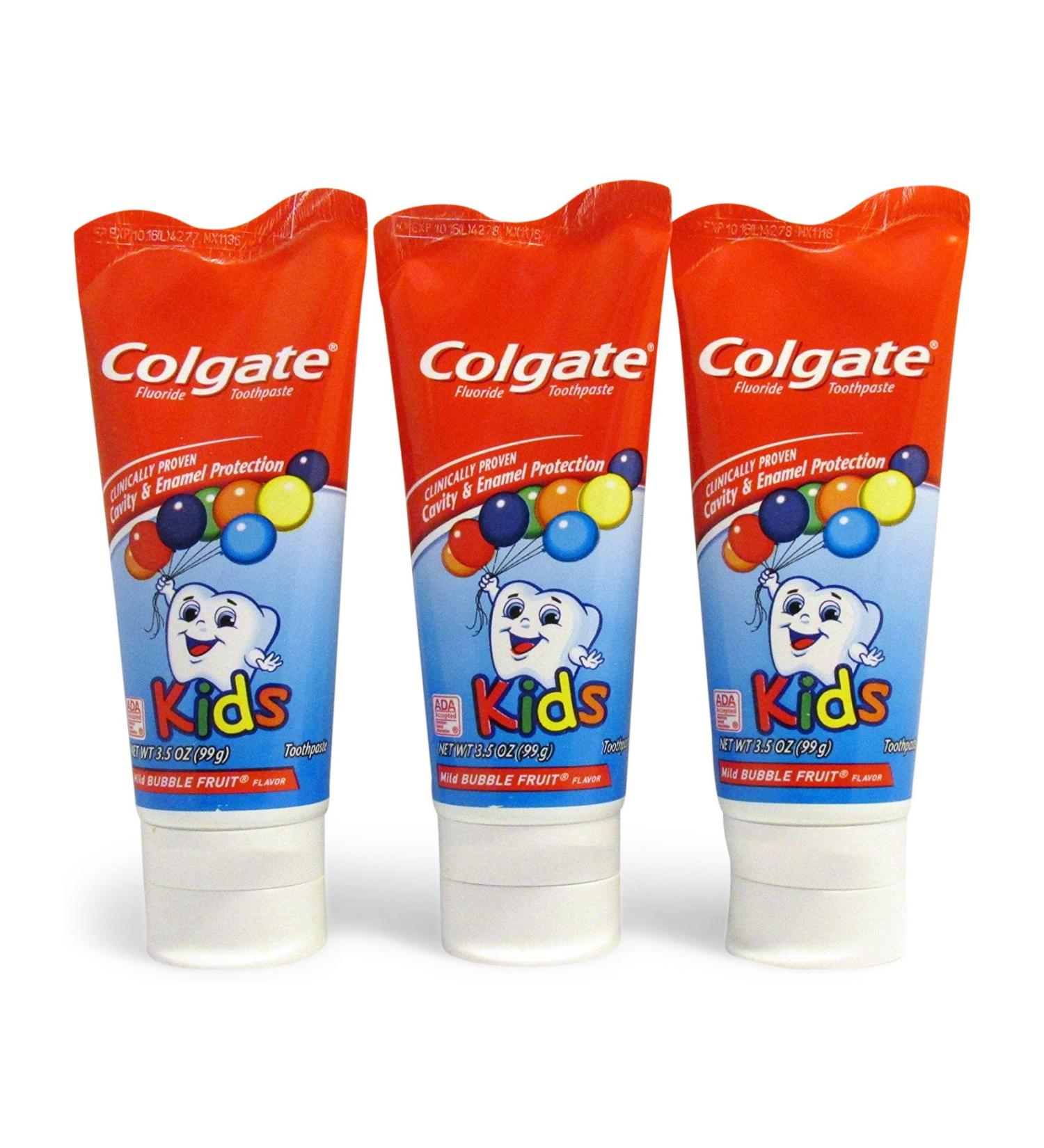 Colgate Kids 3-Pack Mild Bubble Fruit Flavor Toothpaste - Fluoride Protection for Cavity & Enamel, 3.5 oz - Buy Online on GoSupps.com