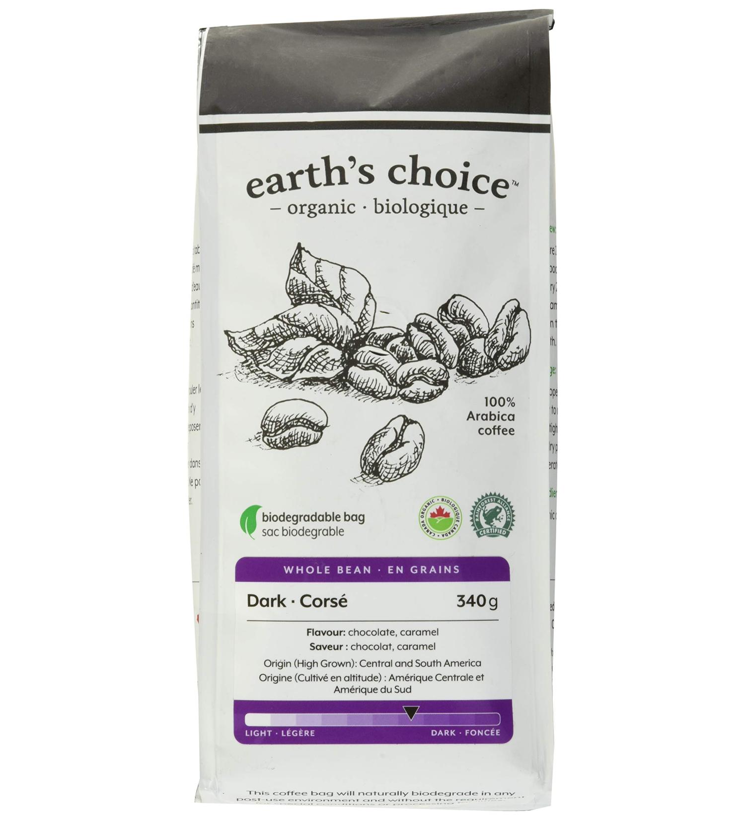 Earth's Choice Organic Coffee Dark Whole Bean 340g Dark Whole Bean 340 g (Pack of 1) - Buy Online on GoSupps.com