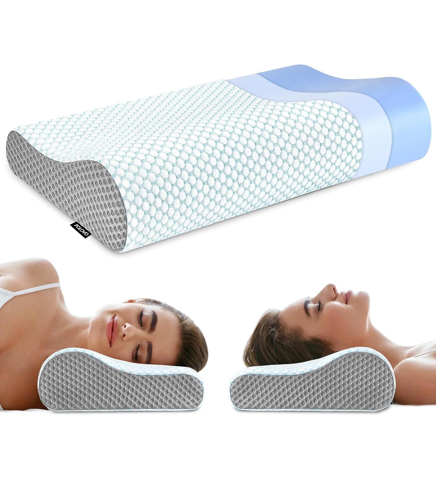 Polovo Memory Foam Pillows Neck Pillow Bed Pillow for Sleeping - Blue&grey - Buy Online on GoSupps.com