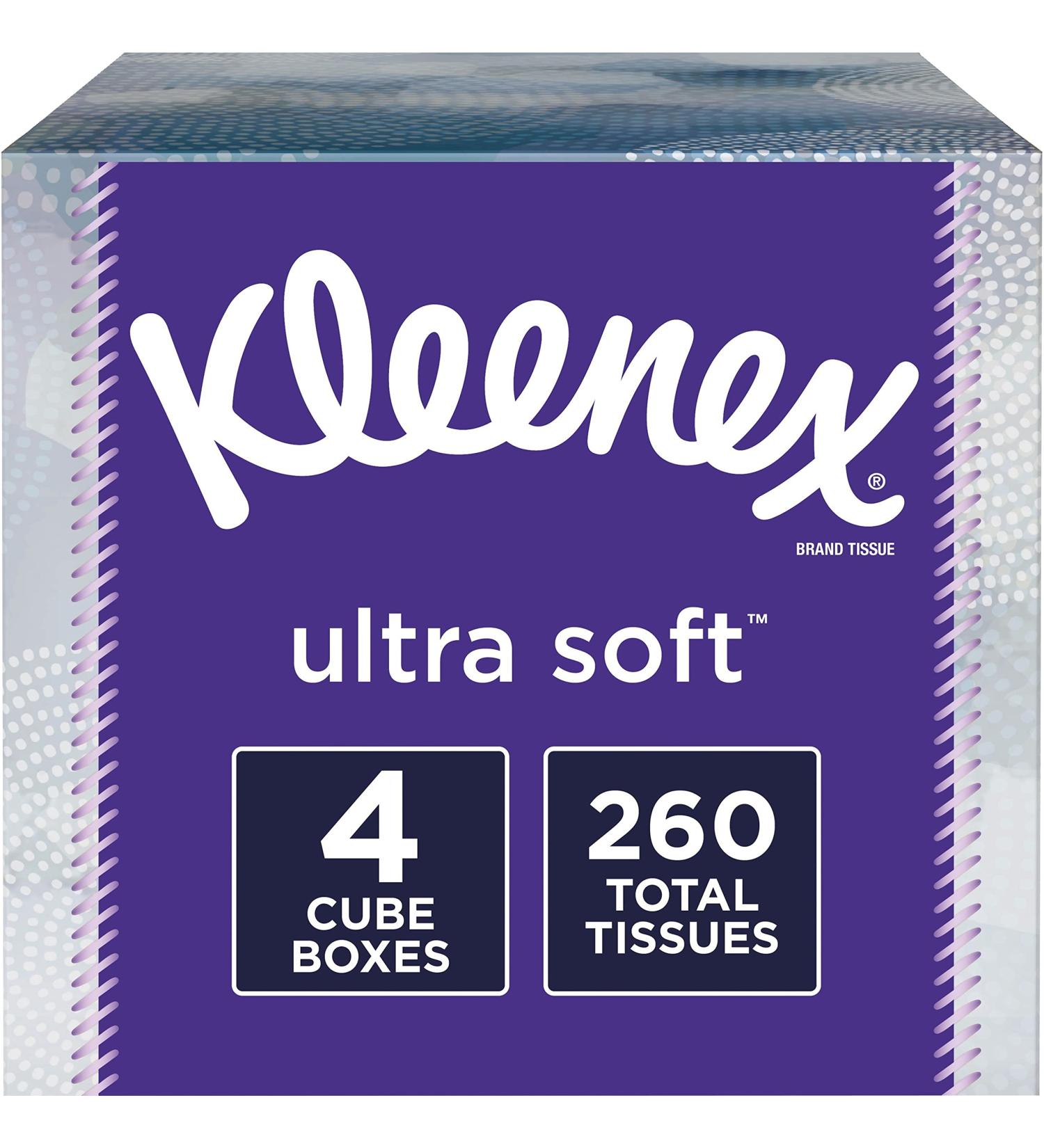 Kleenex Ultra Soft Facial Tissues - 65 Count x 4 packs (260 Total Tissues) - Gentle on Skin - Buy Online on GoSupps.com