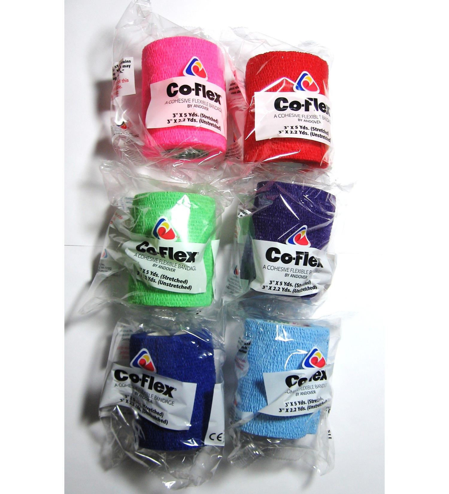 Co-Flex Elastic Bandage 3" X 5 Yards Assorted Colors - 6 Per Bag