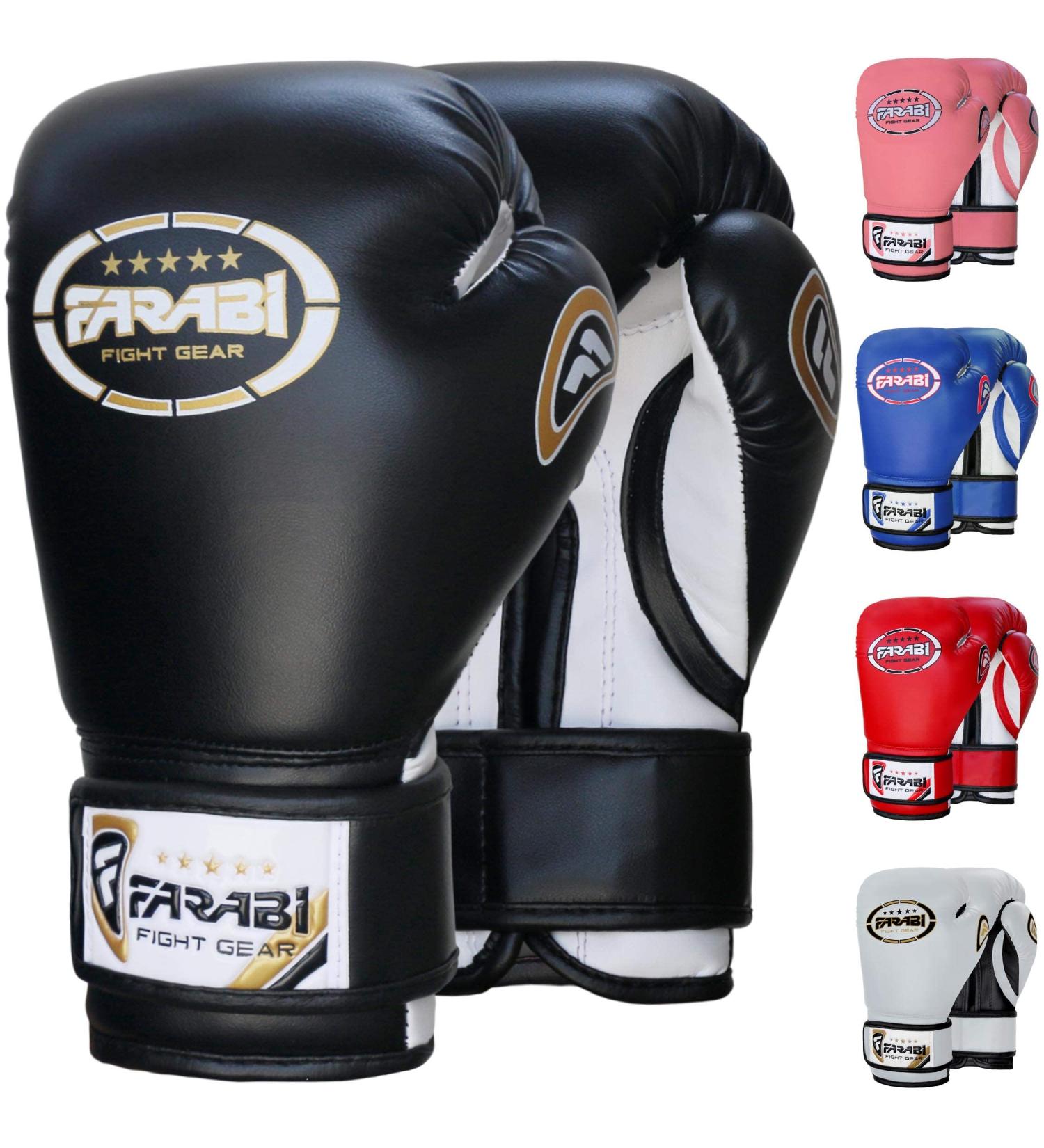 Farabi Sports 6 oz Boxing Gloves for Kids - Black MMA Muay Thai & Kickboxing Sparring Gear - Buy Online on GoSupps.com