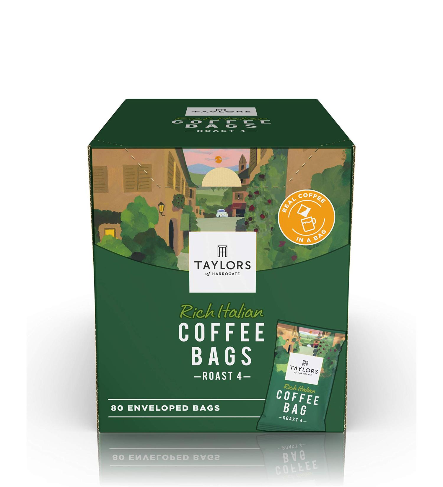 Taylors of Harrogate Rich Italian Ground Coffee Bags - 80 Enveloped Bags - Buy Online on GoSupps.com