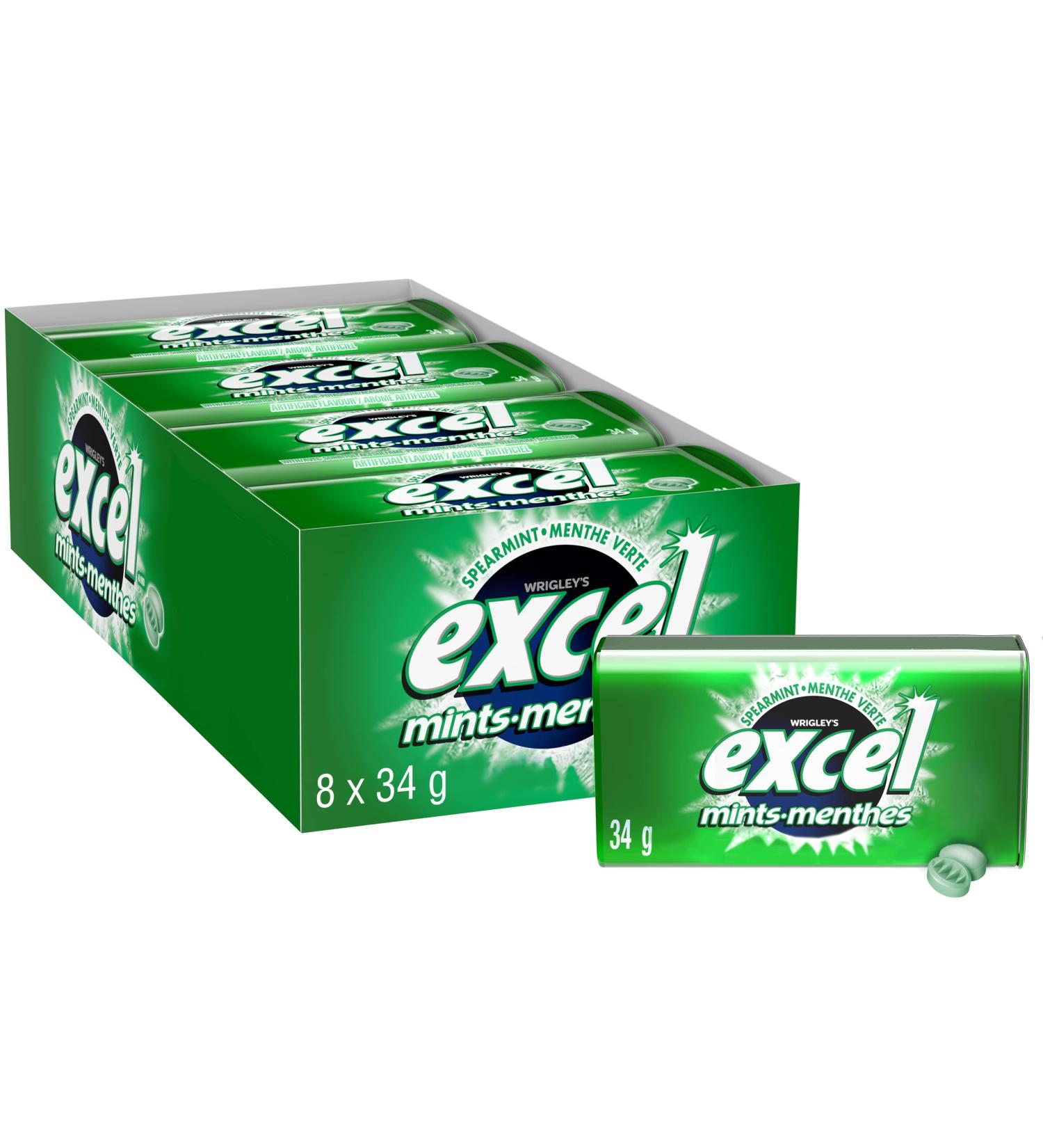 Excel Mints Spearmint Pack of 8 x 34g Spearmint Spearmint - Buy Online on GoSupps.com