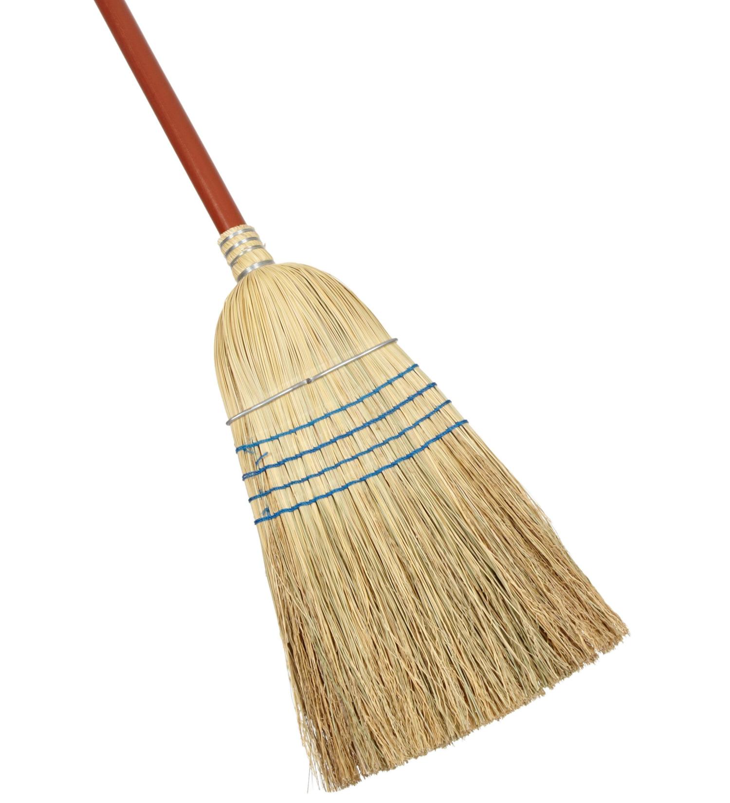 Rubbermaid Commercial Products Heavy-Duty Corn Broom, 1 1/8 Inch Wood Handle, Blue (FG638300BLUE) Single Blue
