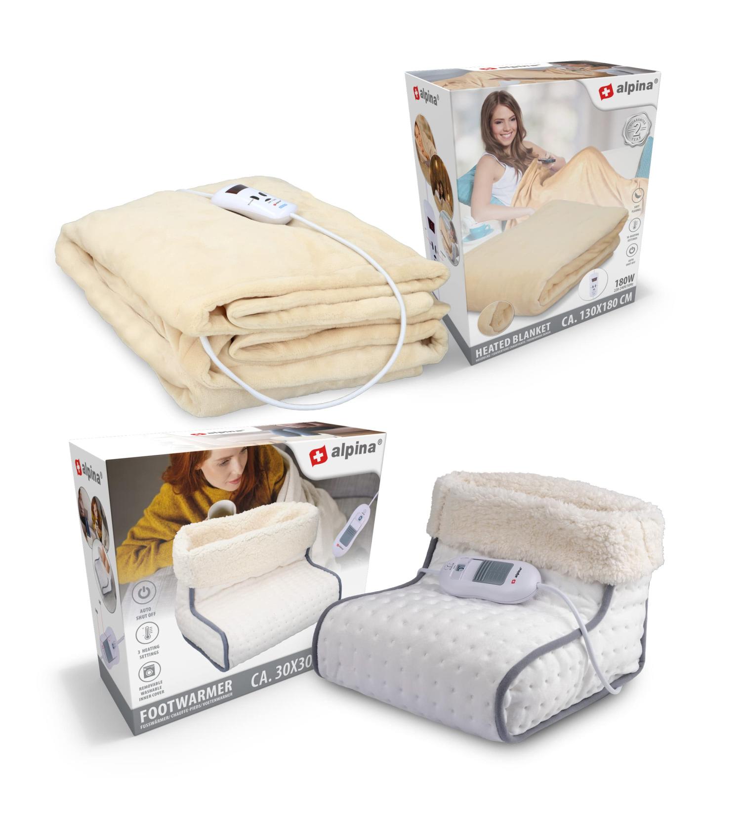 Alpina 2-in-1 Foot Warmer & Heating Ceiling Temperature Control for Improved Blood Circulation & Relaxation | 180 x 130 cm - Buy Online on GoSupps.com