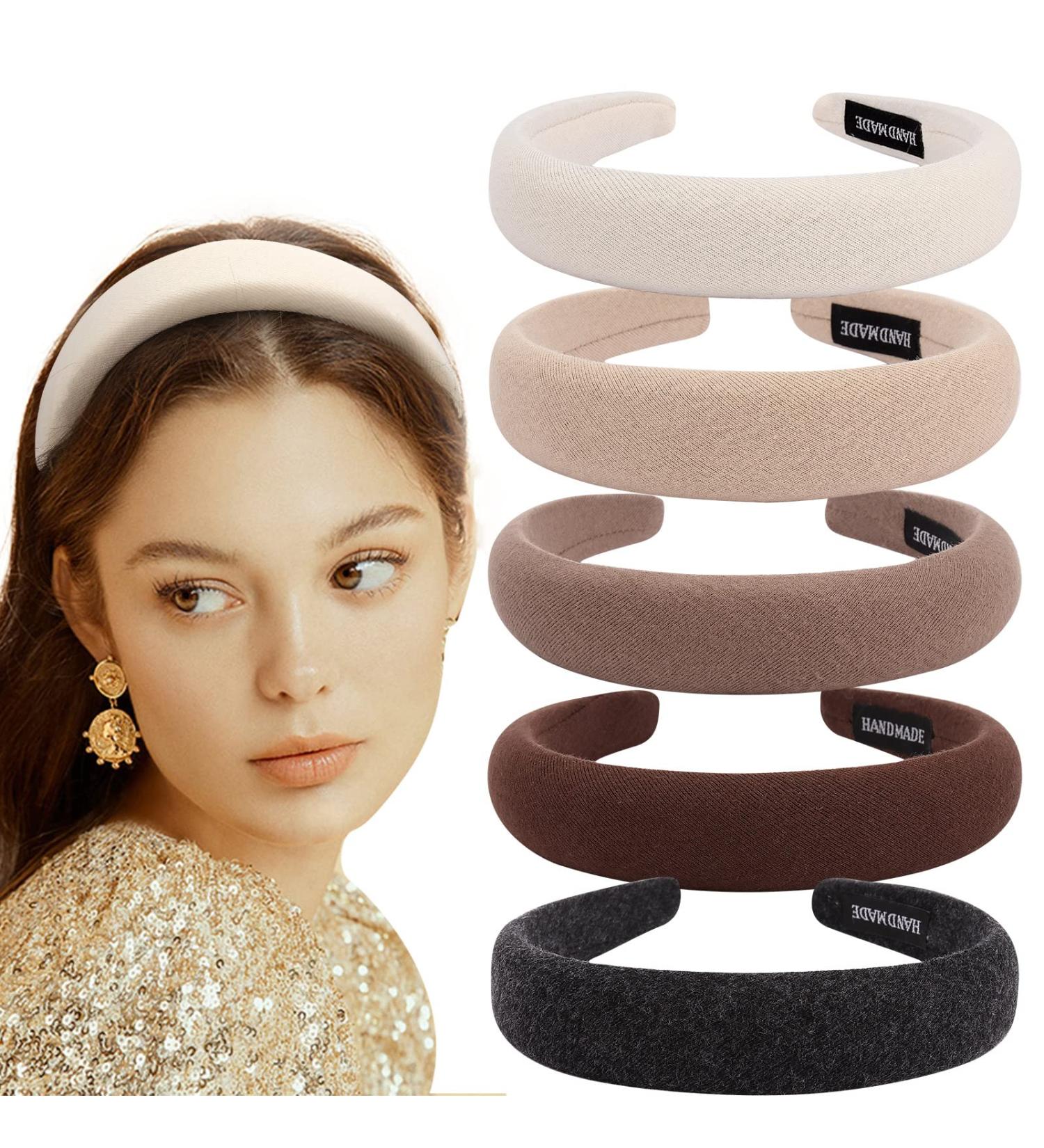 ACO-UINT 5 Pack Sponge Padded Headbands for Women - Fashionable Plain Head Bands Hair Accessories - Buy Online on GoSupps.com