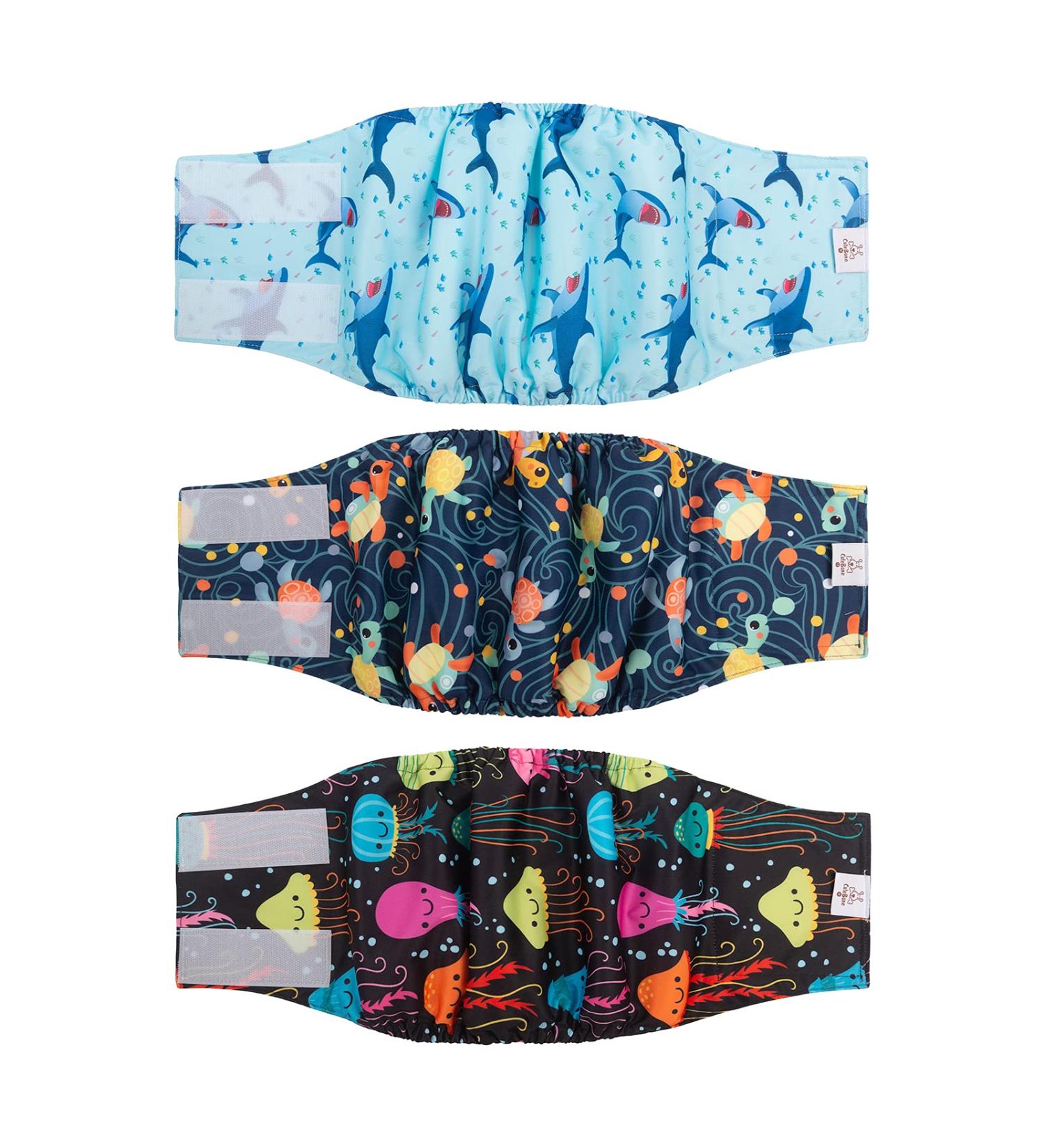 Cuteebone Dog Diapers for Male Dogs - Washable & Reusable Belly Bands (3 Pack) | Perfect Solution for Training & Travel - Buy Online on GoSupps.com