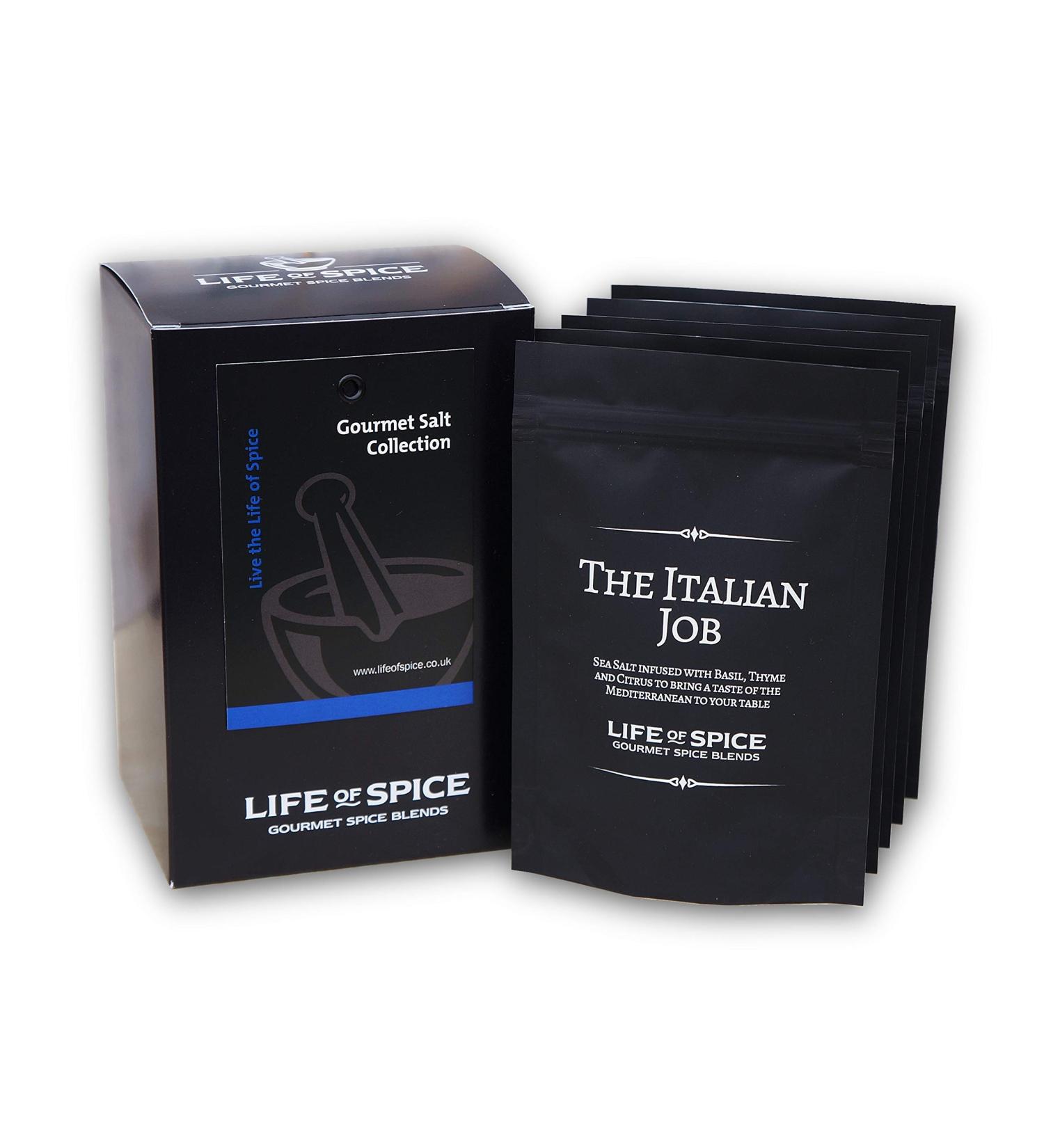 Life of Spice Gourmet Salt Collection | Flavoured Sea Salts | 375g | 5 Unique Salts with 3 Recipe Cards | Finishing Salt | Brilliant for Pizza Pasta Mexican Asian and French dishes | Great Gift - Buy Online on GoSupps.com
