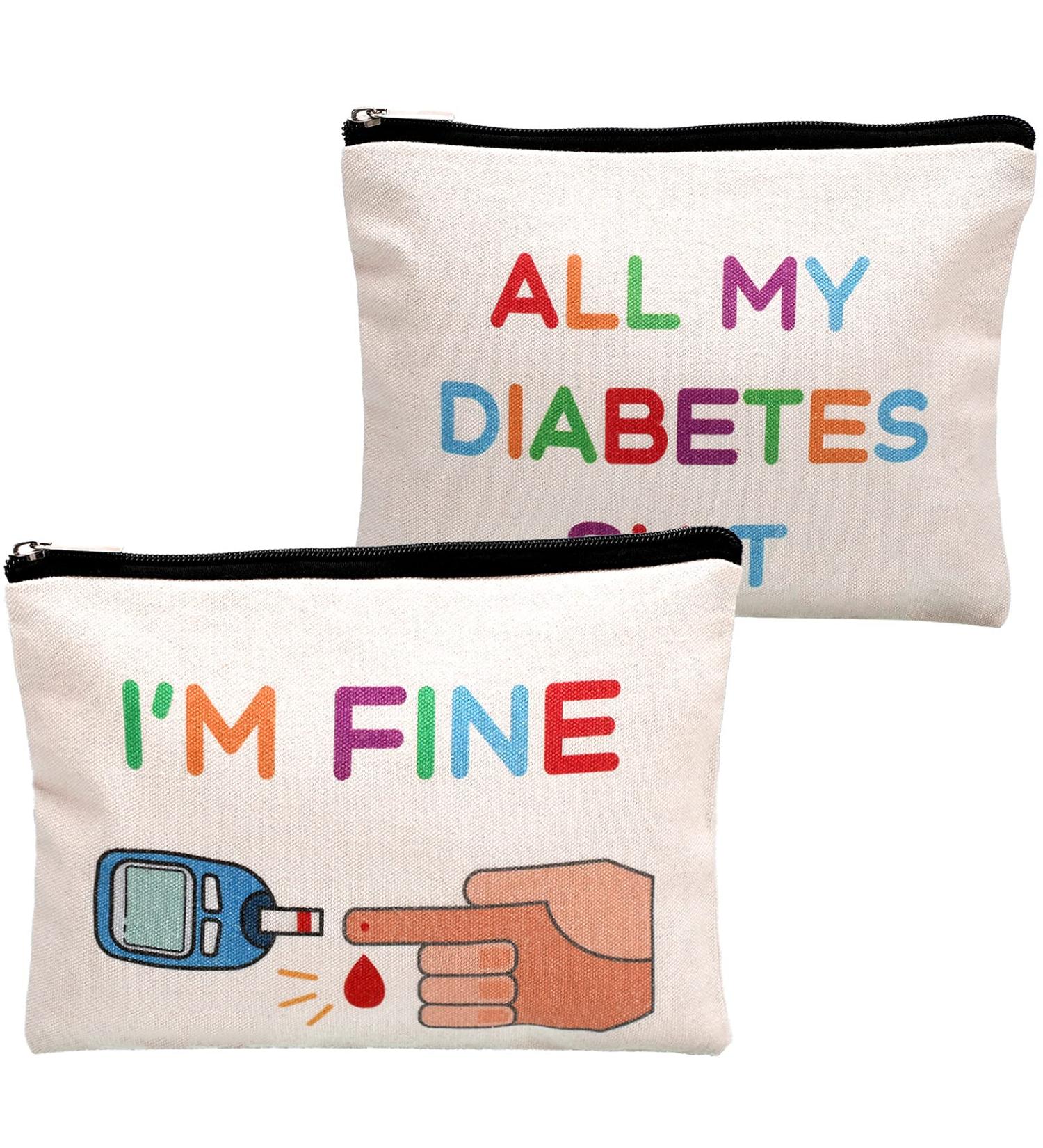 Diabetic Supplies Organizer Travel Bag - Funny Diabetes Case for Women & Men - 2 Piece Set - Great Christmas Gift - Buy Online on GoSupps.com