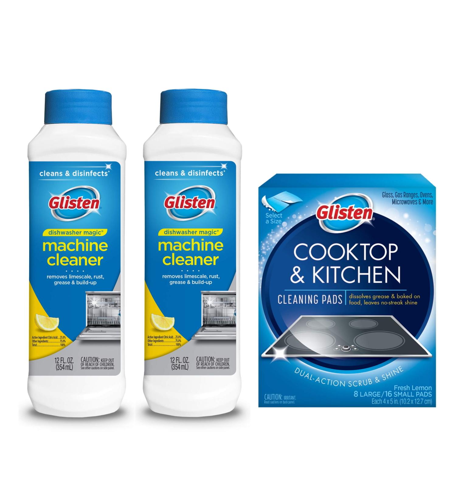 Glisten Dishwasher Magic 2-Pack Cleaner & Disinfectant with Cooktop & Kitchen Cleaning Pads - Buy Online on GoSupps.com