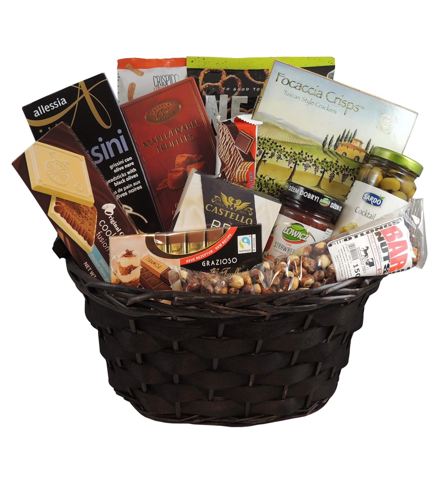 Gourmet Gift Basket Nuts Cheese Olives Jam Chocolates and More