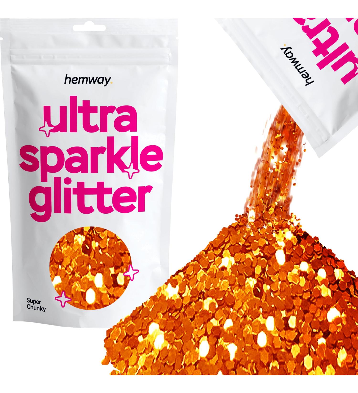 Hemway Premium Ultra Sparkle Copper Glitter - Multi-Purpose Metallic Flake for Arts Crafts Nails Cosmetics & More - Super Chunky 100g (3.5oz) - Buy Online on GoSupps.com