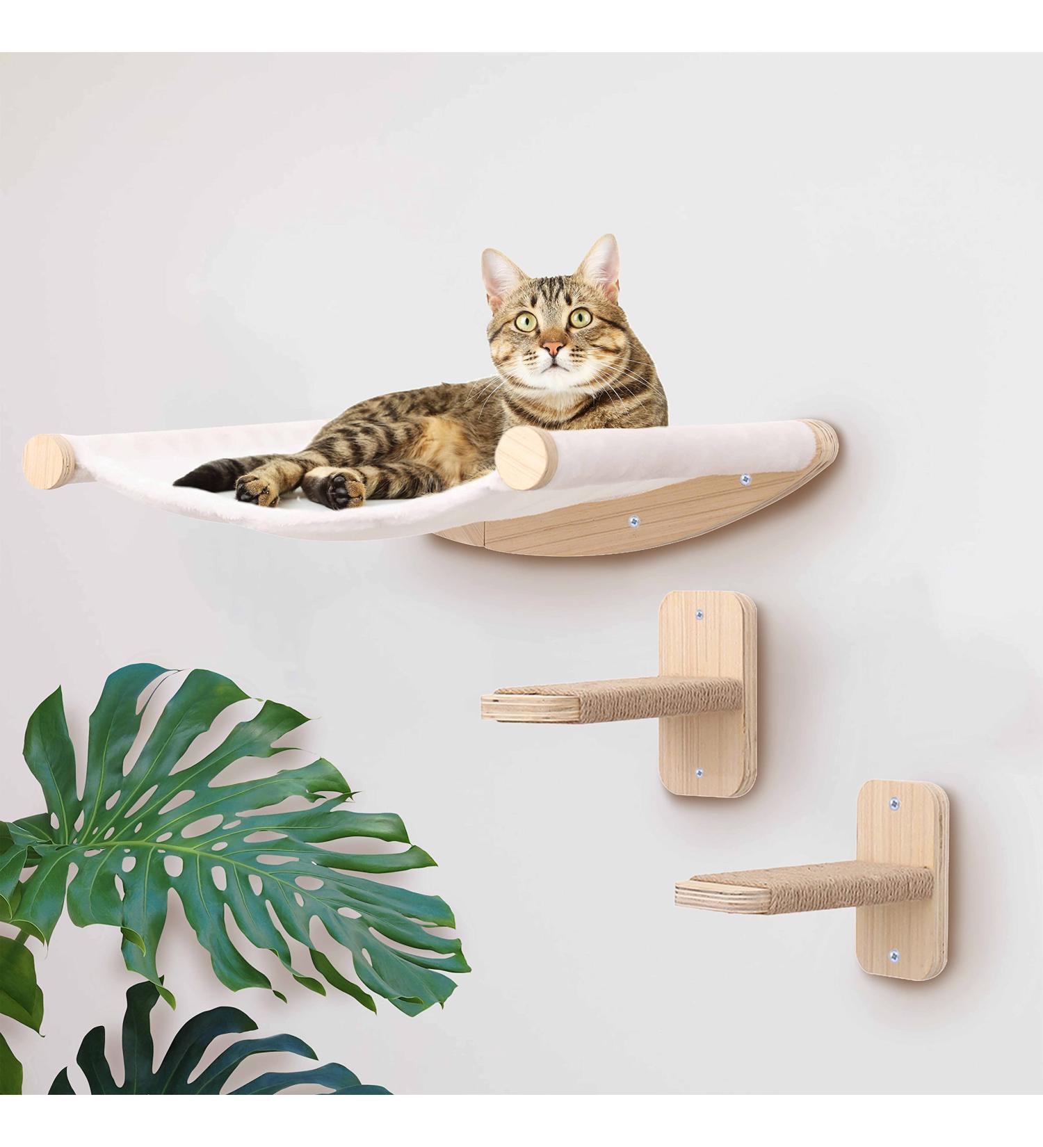Cat Wall Hammock Shelf | Kitty Lotus Bed | Wall-Mounted Climber Stair | Houseables - Buy Online on GoSupps.com