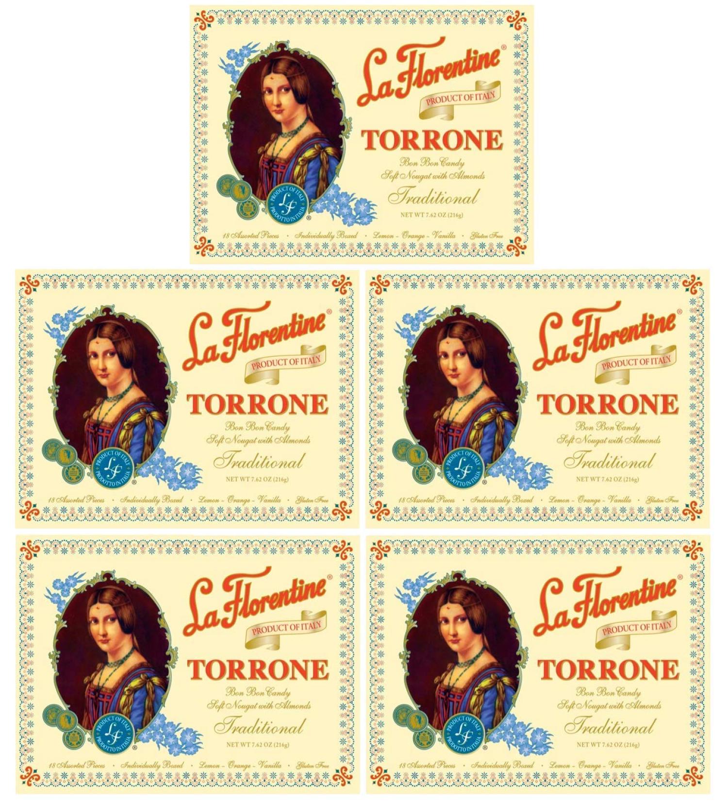 (Pack of 5) La Florentine Torrone Italian Soft Almond Nougat Candy - 90pc Assortment - Buy Online on GoSupps.com