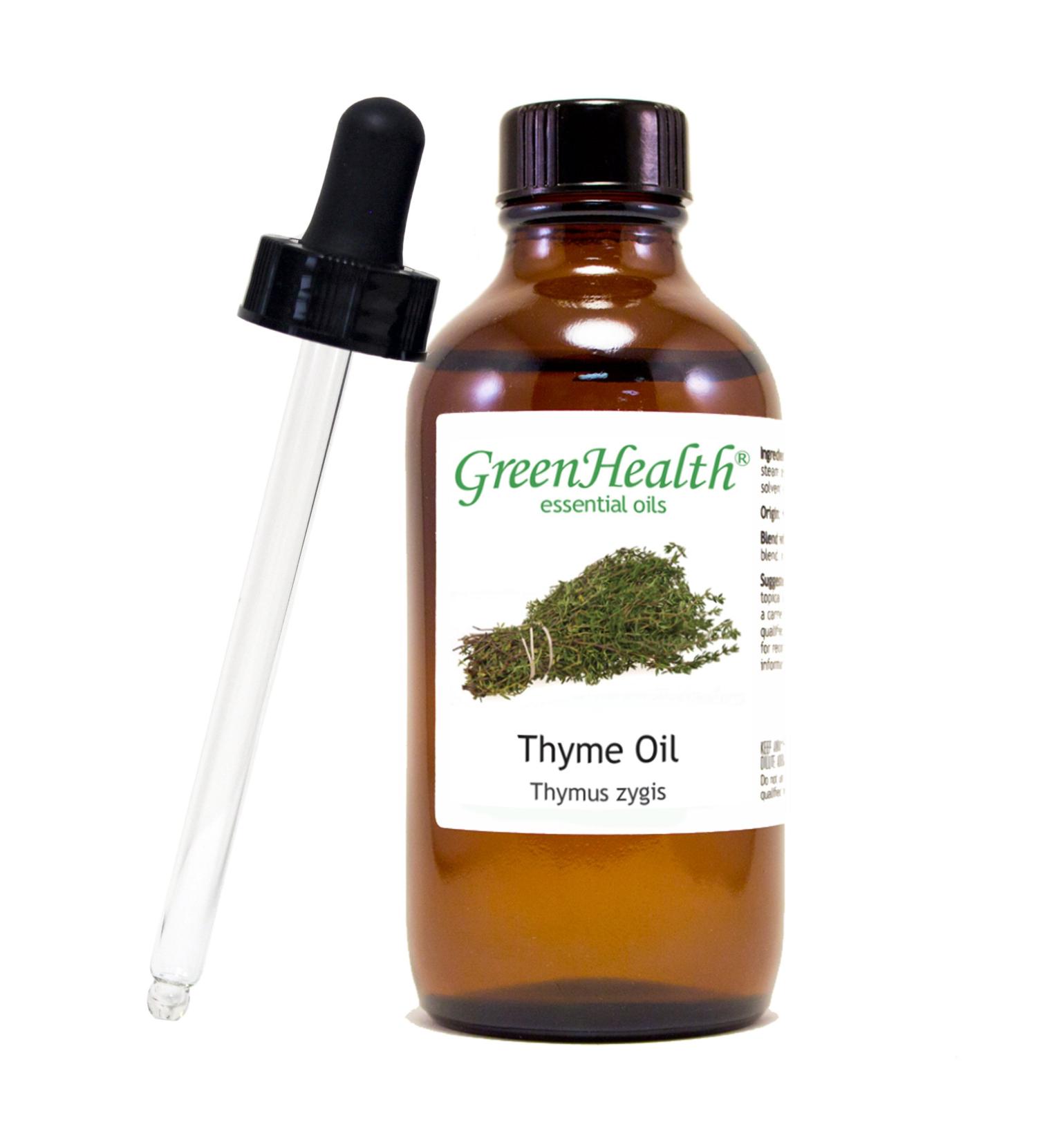 GreenHealth Essential Oil 4 fl oz (118 ml) Glass Bottle w/Glass Dropper 100% Pure Essential Oil (Thyme)
