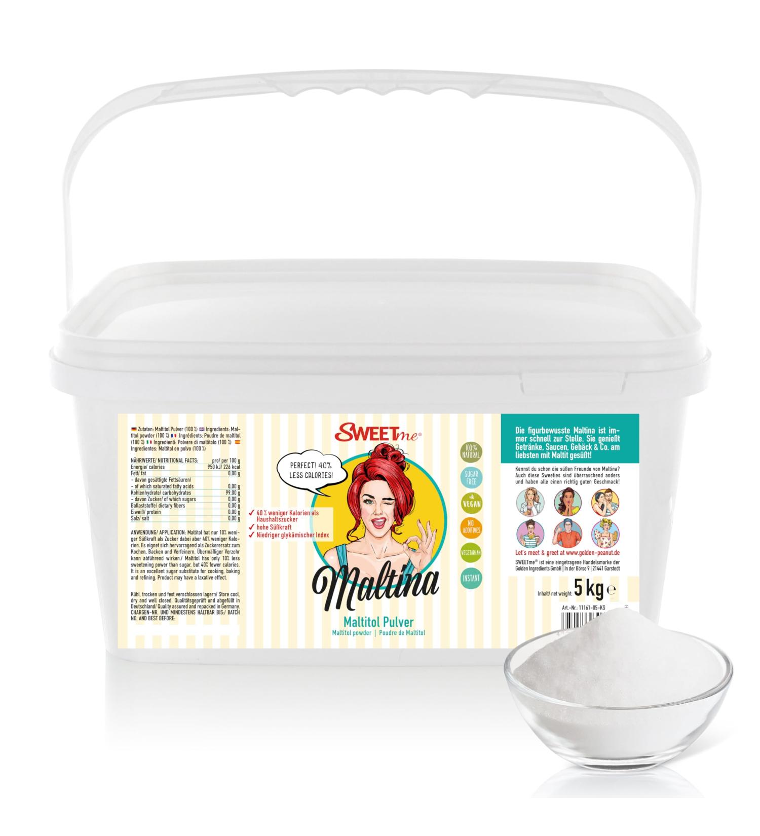 SWEETme Maltitol Powder 5 kg - Sugar-Free Vegan Low-Calorie Sweetener for Healthier Baking - Buy Online on GoSupps.com