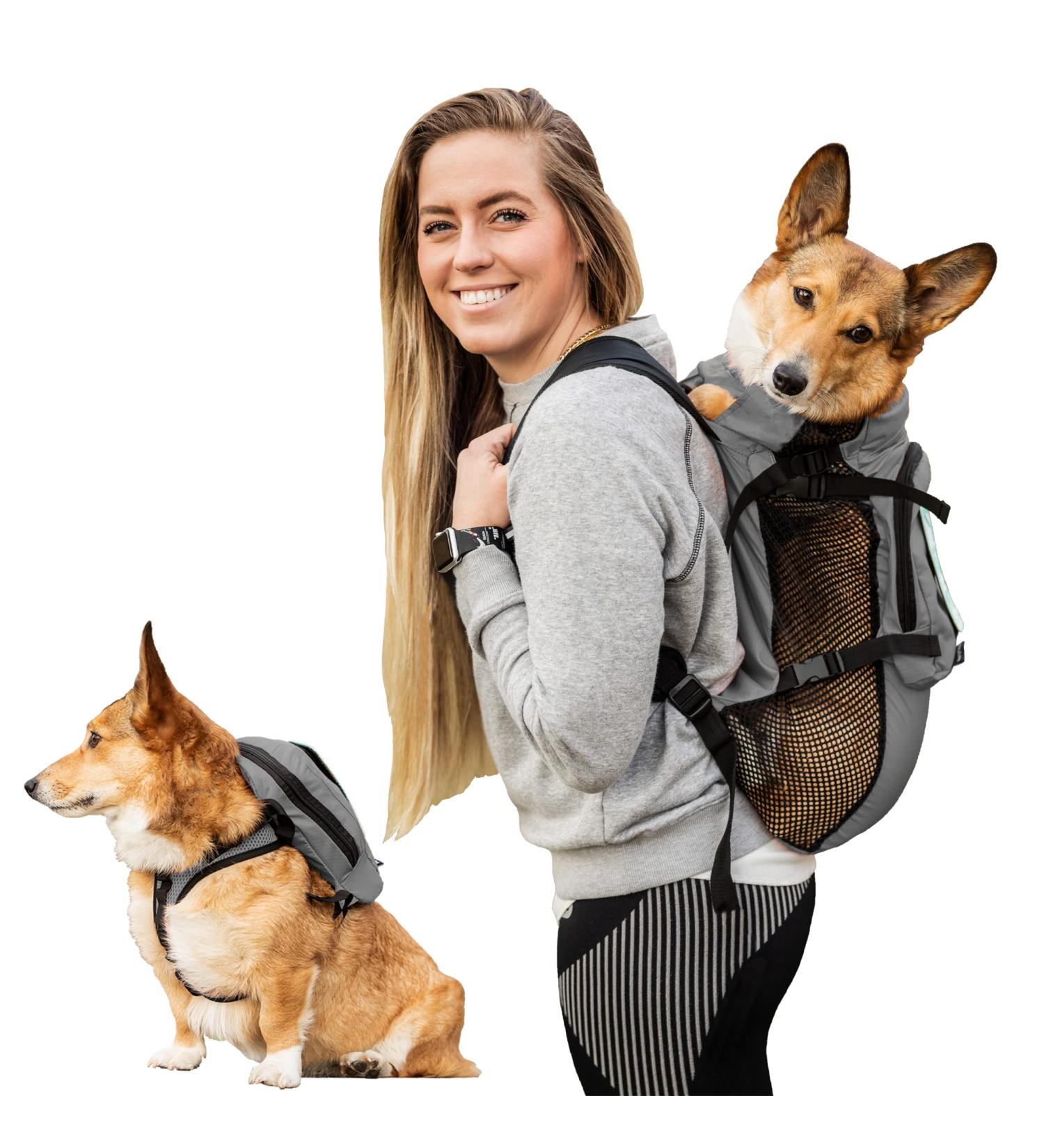 K9 Sport Sack Walk-On Medium Dog Carrier Backpack with Harness & Storage - Shark Skin Gray | 15-17 Neck, 15-21 Chest - Buy Online on GoSupps.com