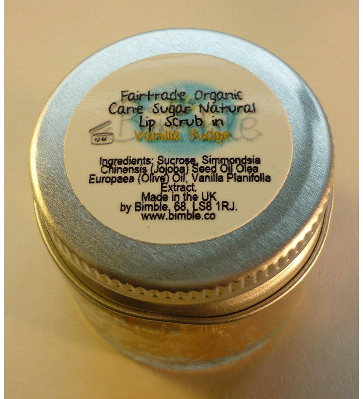 Bimble Organic Raw Cane Sugar Natural Lip Scrub 25g - Vanilla Fudge Flavour