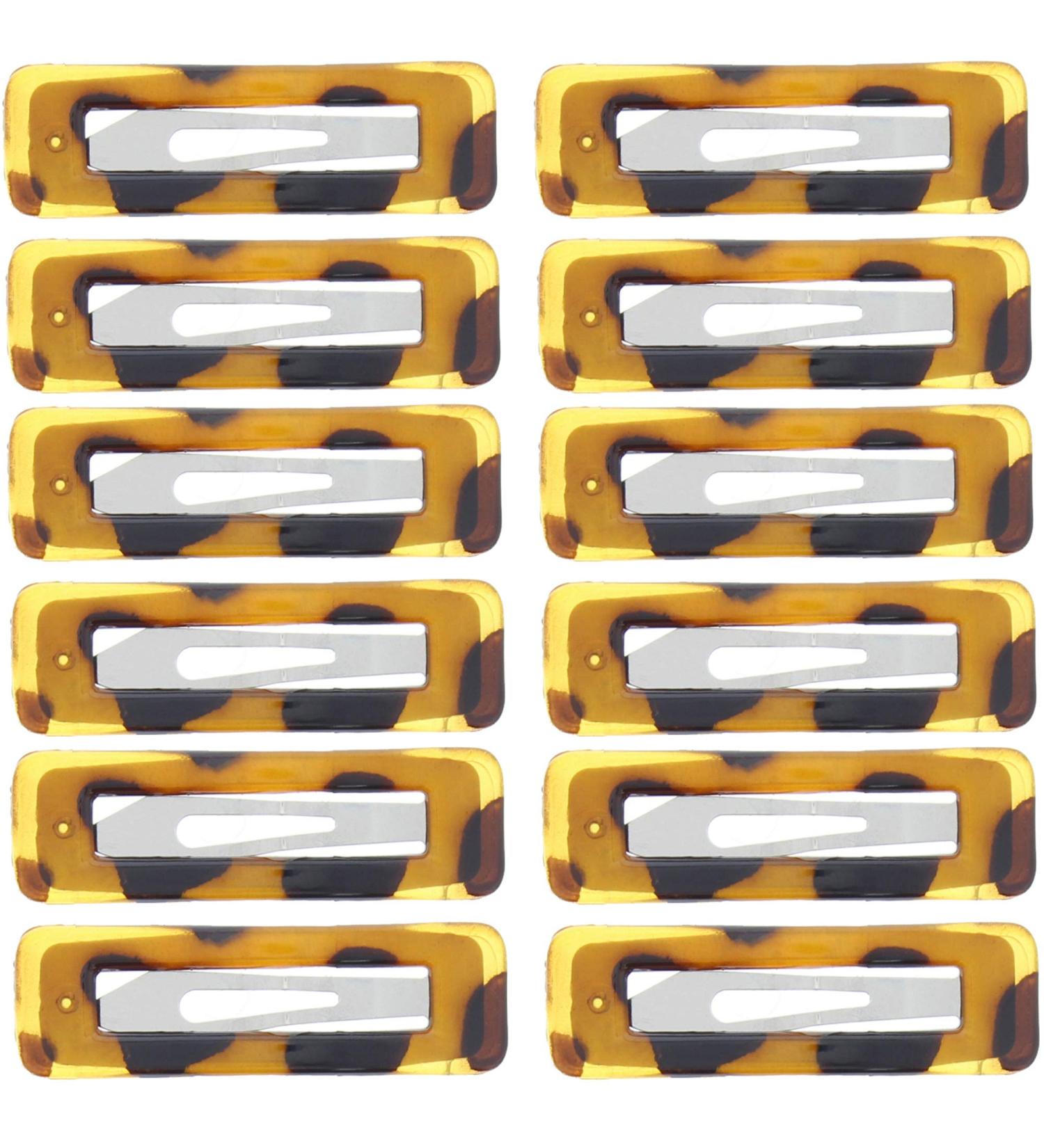 Zac's Alter Ego Set of 12 Black or Tortoiseshell 5.5cm Rectangular Sleepy Clips/Snap Hair Clips