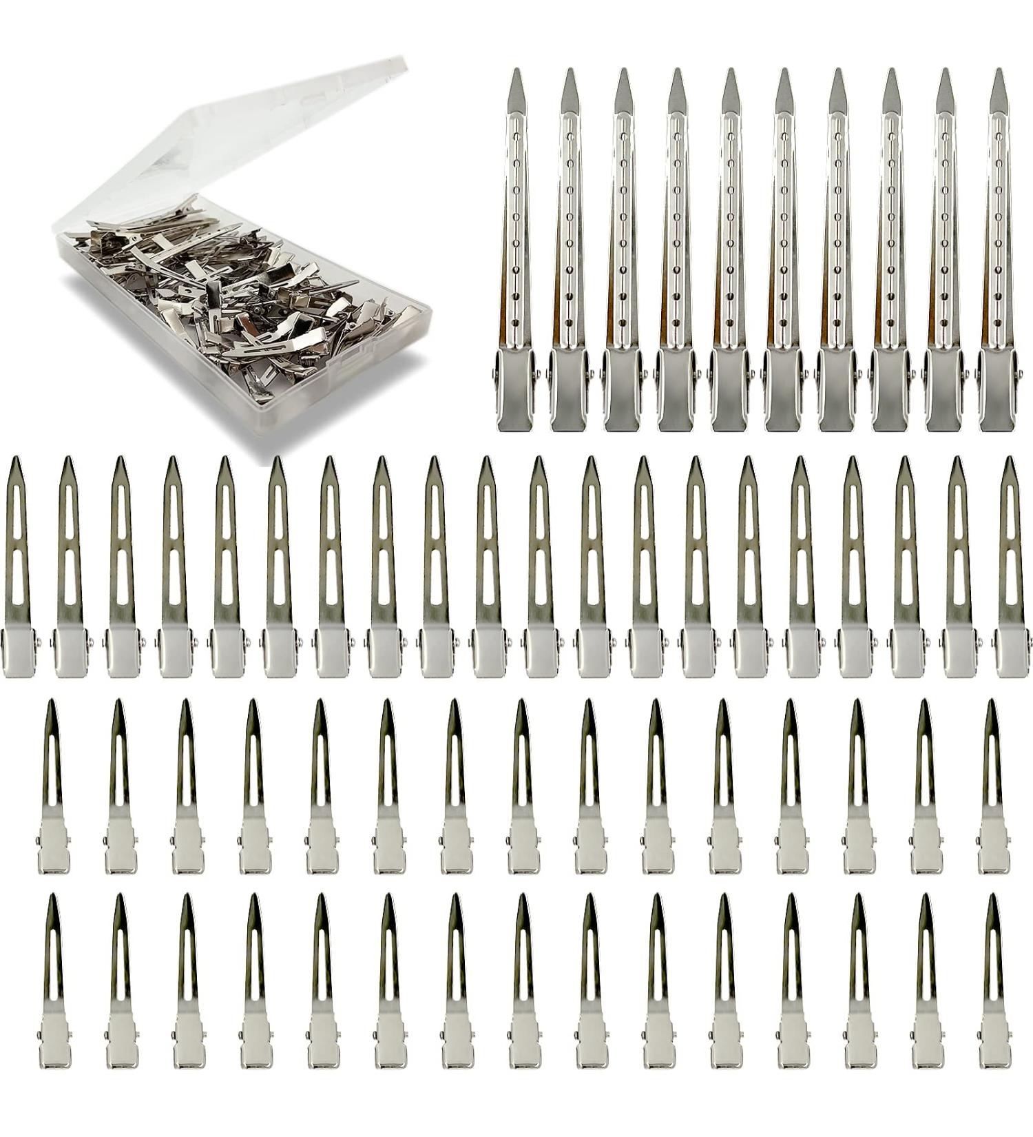 60Pcs Silver Metal Duck Bill Hair Clips for Women - Styling Sectioning, Pin Curl, Alligator Roller Clip Set with Case - Buy Online on GoSupps.com