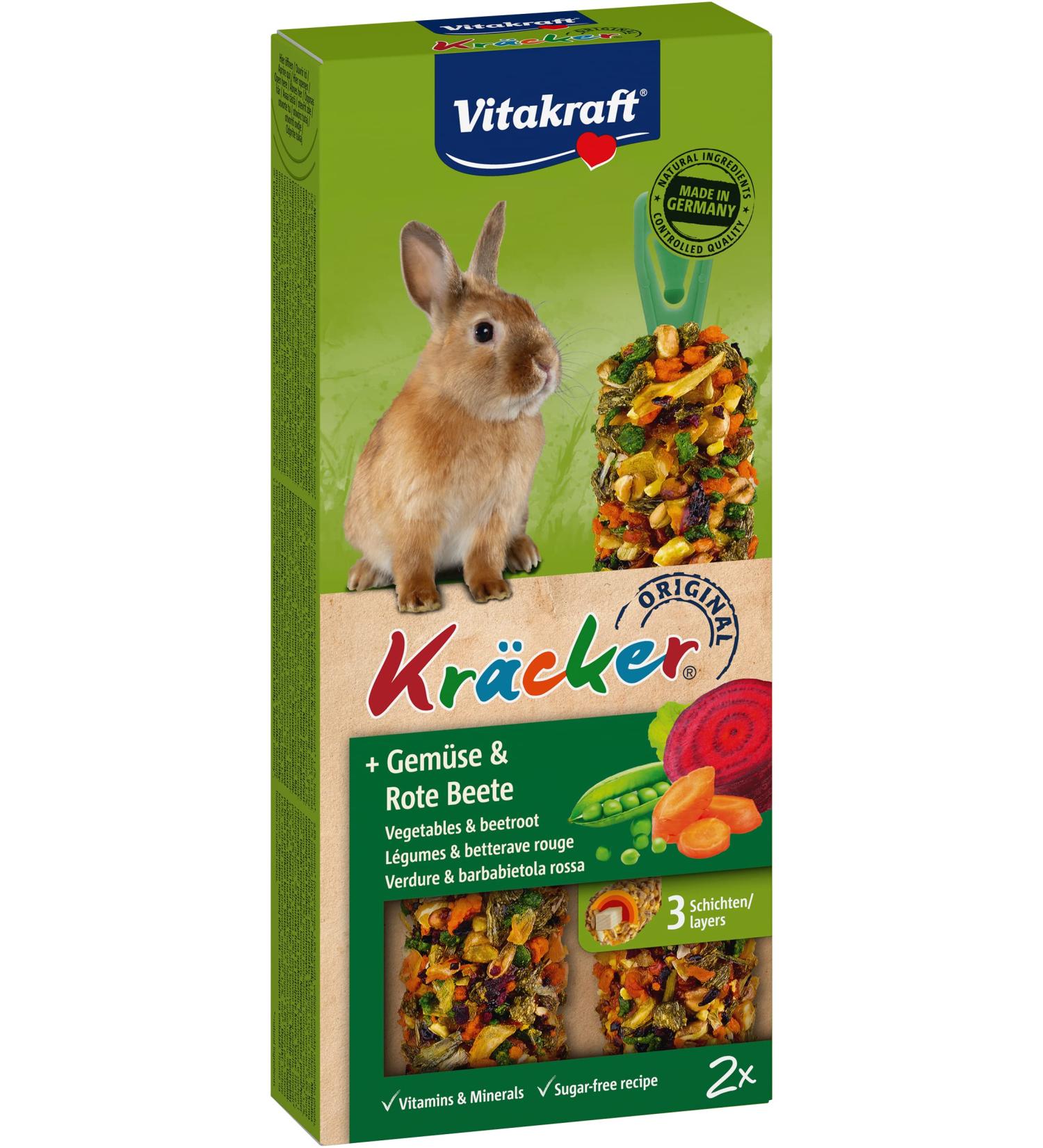 Vitakraft Crackers & Snack Sticks for Dwarf Rabbits | Vegetable & Beetroot Treats (2 pcs) - International Shipping Available - Buy Online on GoSupps.com