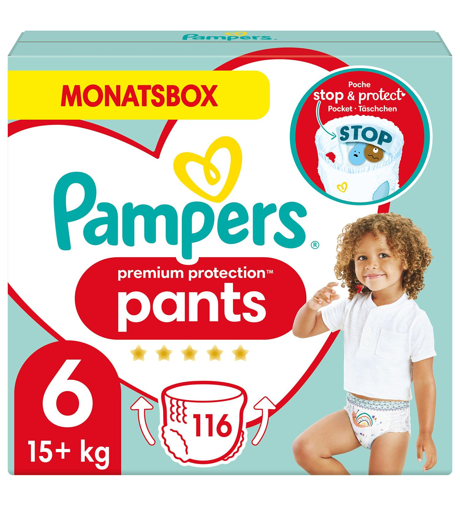Pampers Baby Diapers Pants Size 6 (15kg+) Premium Protection 116 Pants Diapers Old Version Size 6 (116 Pieces) OLD