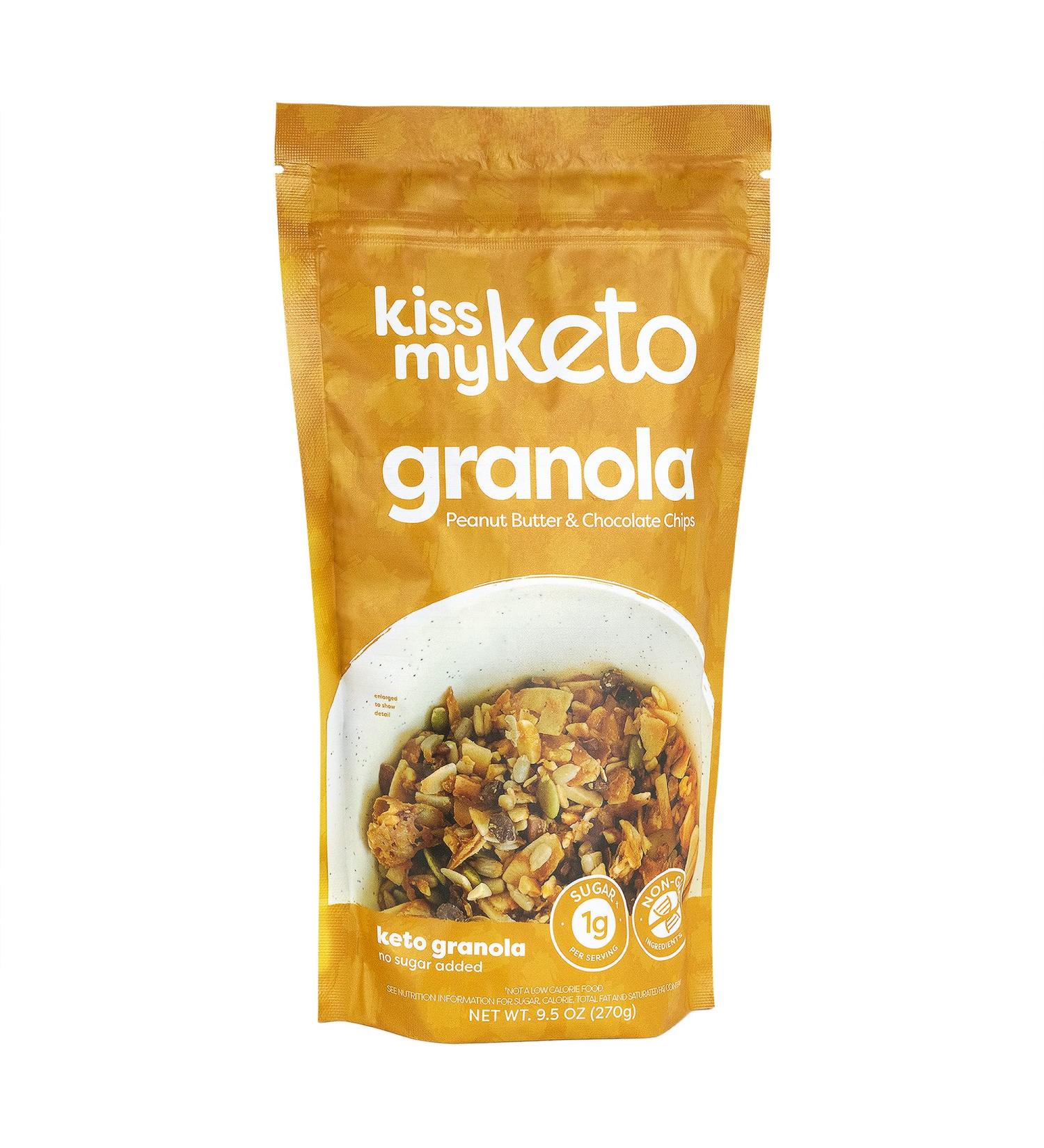 Kiss My Keto Peanut Butter Chocolate Chip Granola 9.5 oz - Low Carb Keto Snack - Buy Online on GoSupps.com