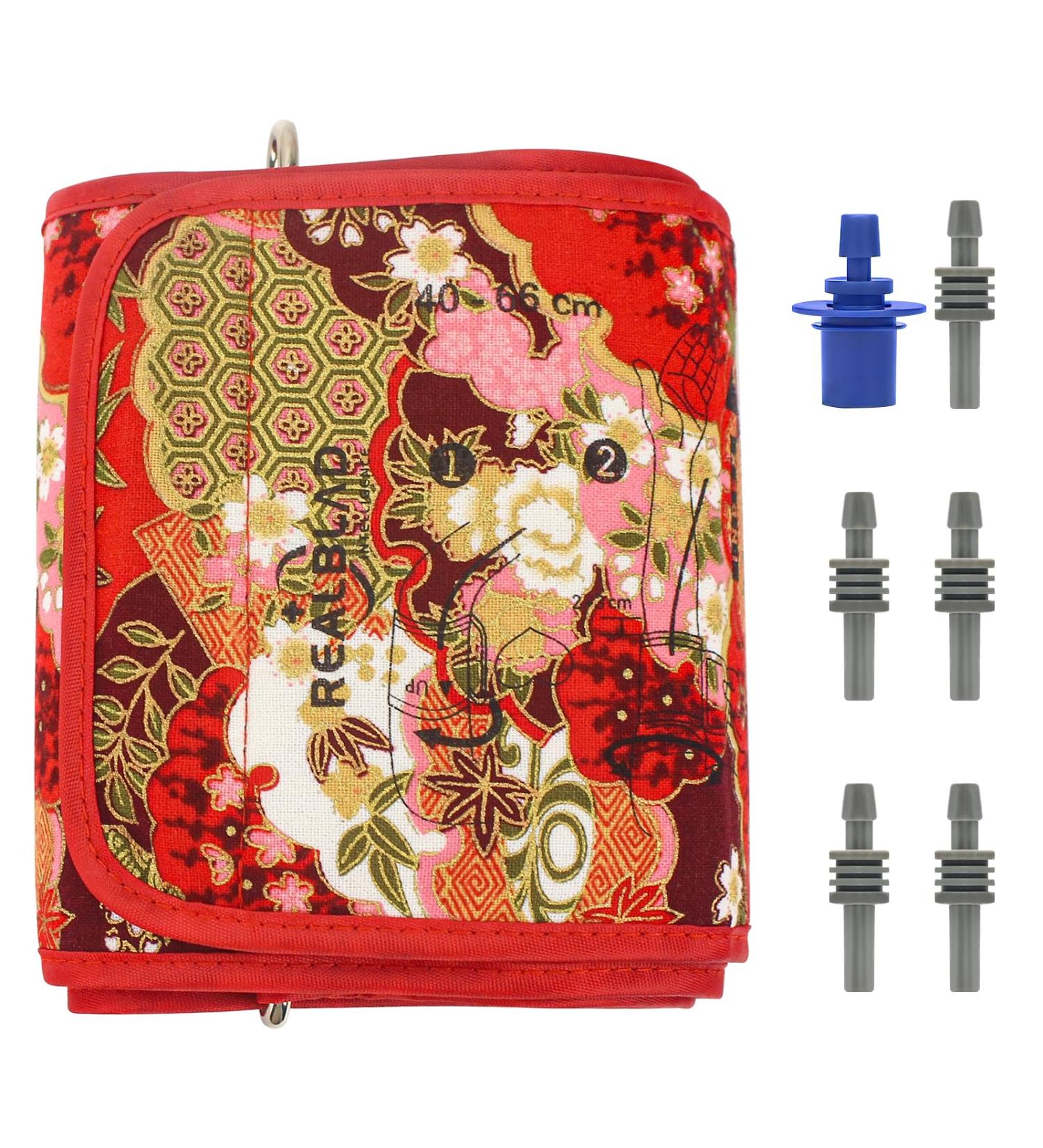 Extra Large Blood Pressure Cuff 15.7"-26" (40-66CM) - Replacement for Big Arms | 6 Connectors | Compatible with Upper Arm Monitors | Red Classical Flower Pattern - Buy Online on GoSupps.com