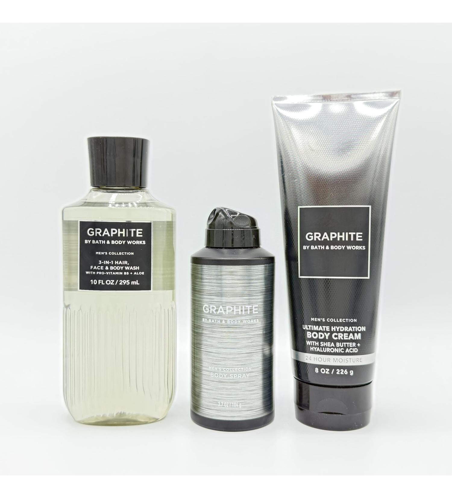 Graphite Men's 3-Piece Bath Bundle | Body Wash Body Spray and Ultimate Hydration Body Cream - Buy Online on GoSupps.com
