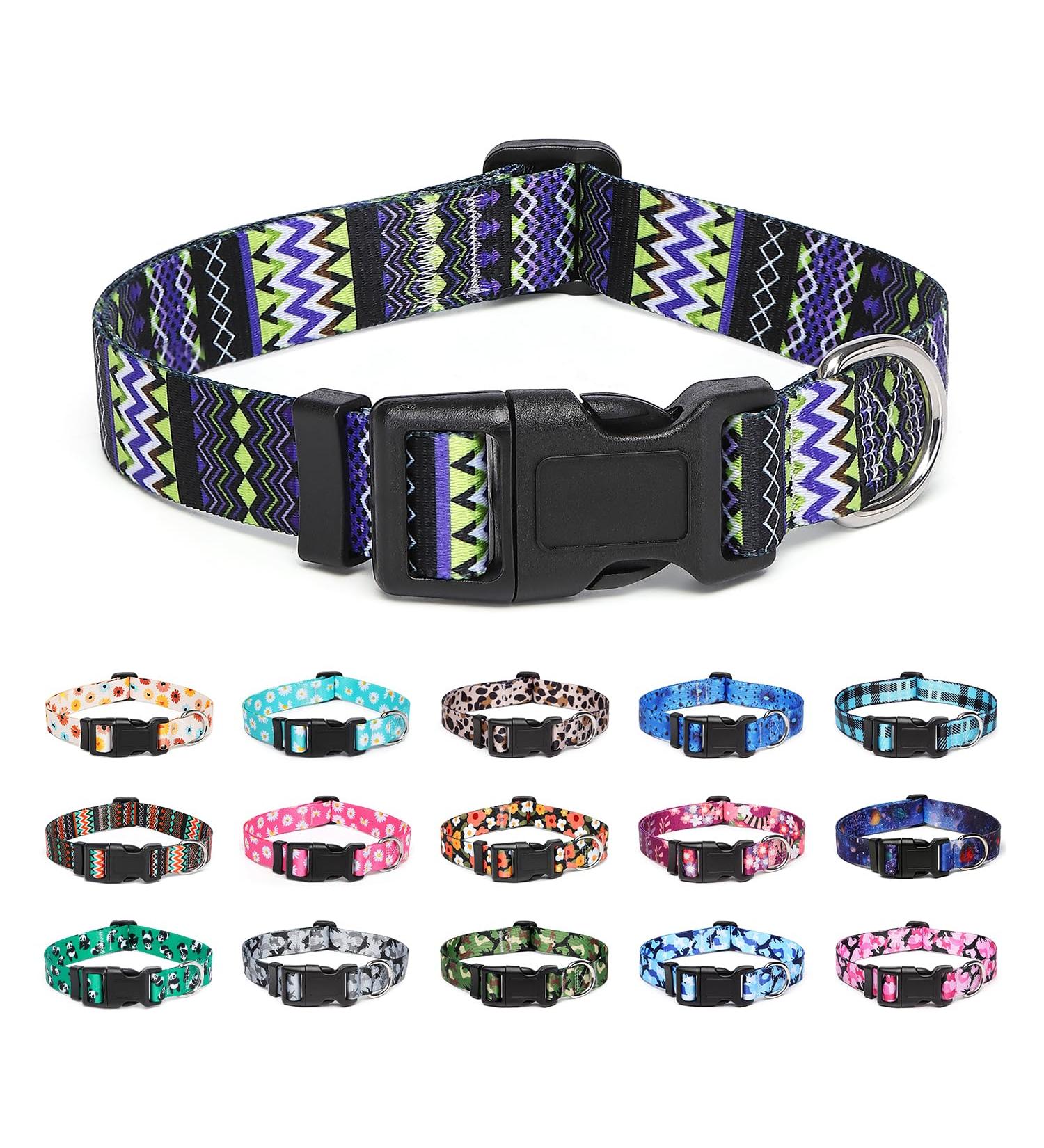 Suredoo Adjustable Dog Collar | Soft Nylon for Small & Medium Dogs | Tribal Violet | Comfort Fit for Puppies & Cats (S) - Buy Online on GoSupps.com