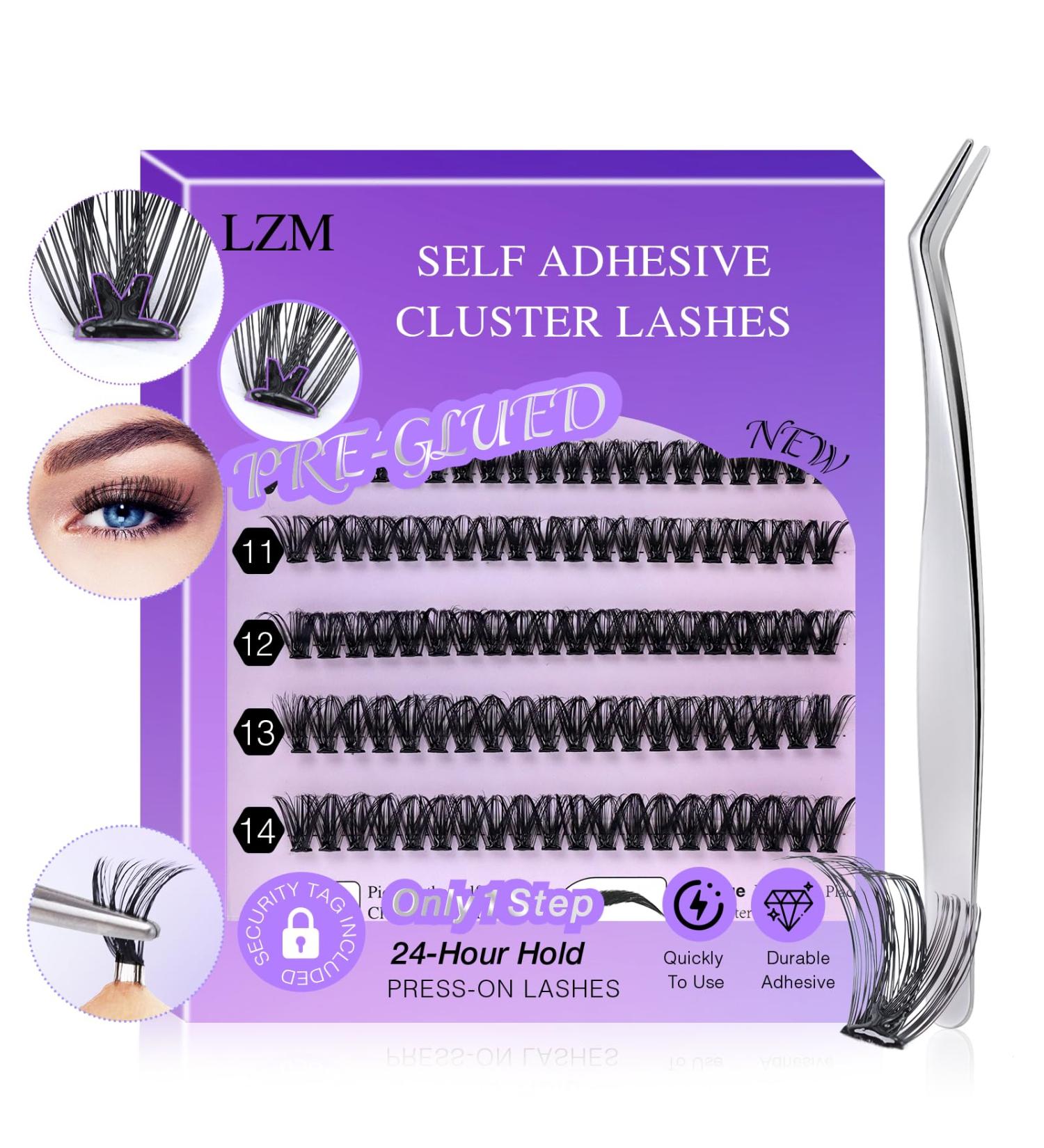 Self Adhesive Eyelashes - Pre-Glued D Curl Volume Lashes | 9-14mm Individual Lash Extension Kit & Tweezers | Shop Internationally - Buy Online on GoSupps.com