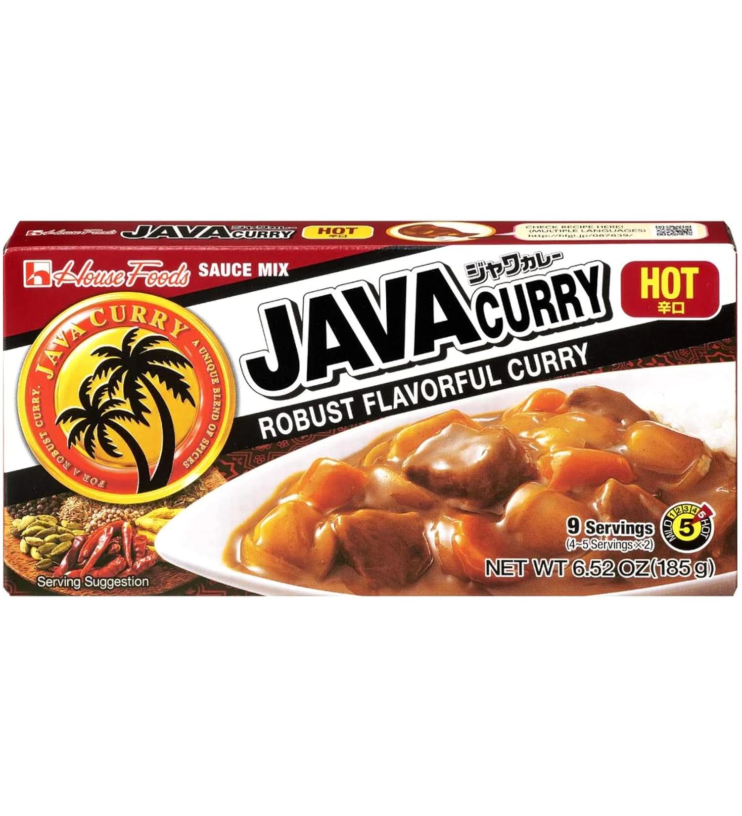 House Foods Java Curry Hot 9 Servings 185g - Japanese Curry Blend with Spices - Quick and Easy Preparation - Rich and Spicy Flavours