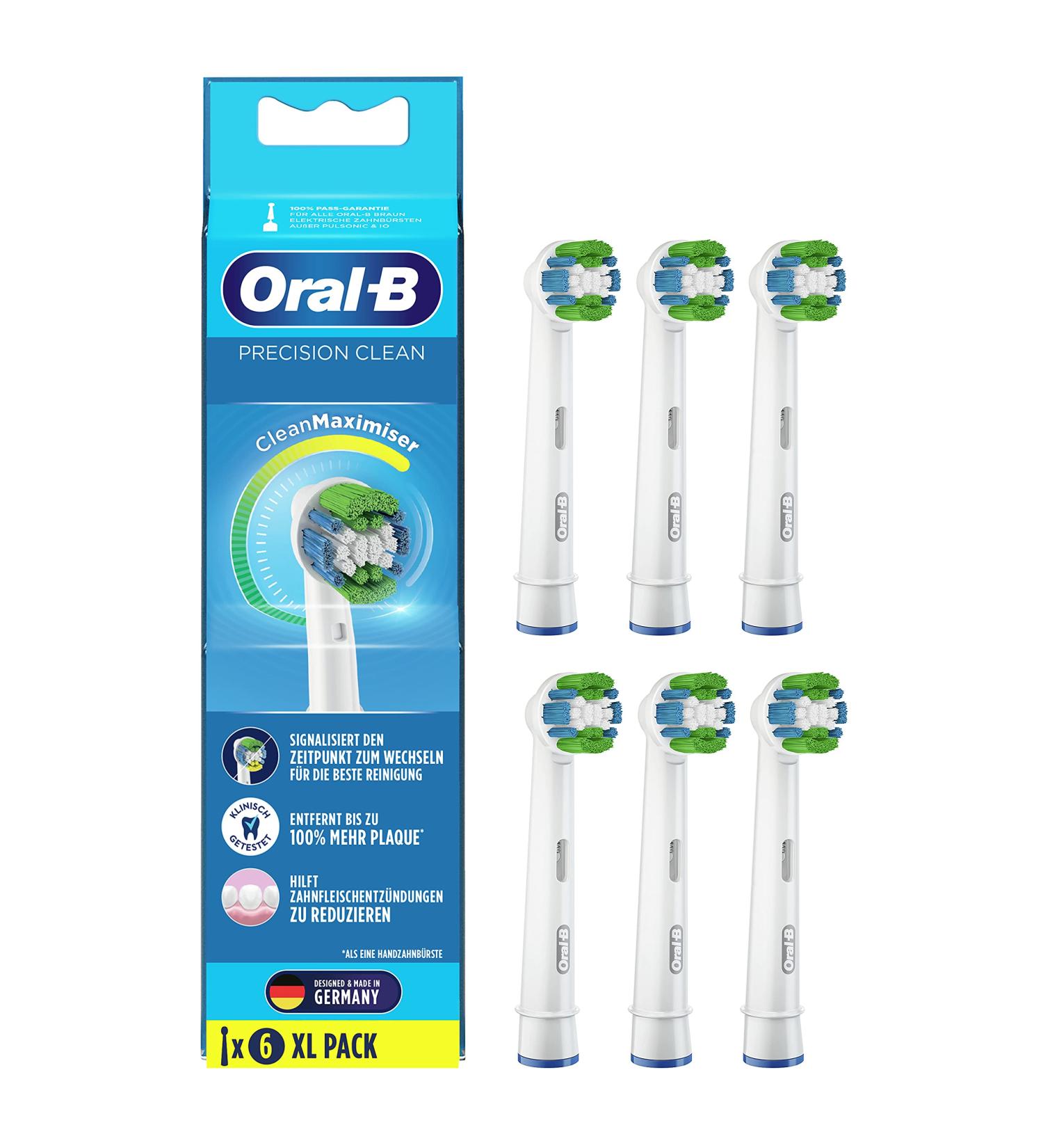 Oral-B Precision Clean Plug-In Brushes - 6 Pack with Cleanmaximiser Bristles for Optimal Dental Care | Compatible with Oral-B Electric Toothbrushes - Buy Online on GoSupps.com