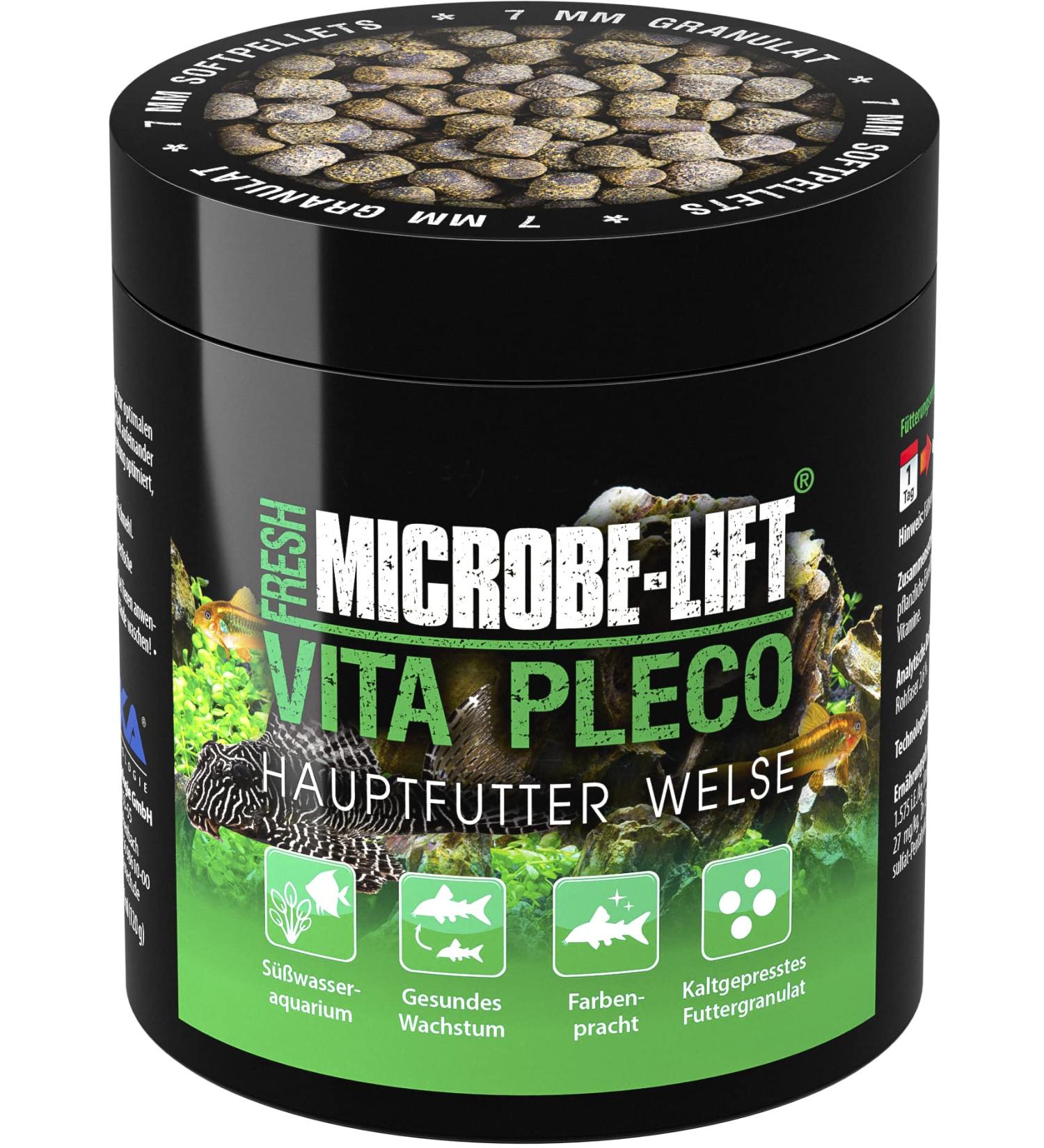 Microbe Lift Vita Pleco 250ml - Premium Soft Granulate Catfish Feed for Freshwater Aquariums | Supports Growth & Color Variety - Cold Pressed - Buy Online on GoSupps.com