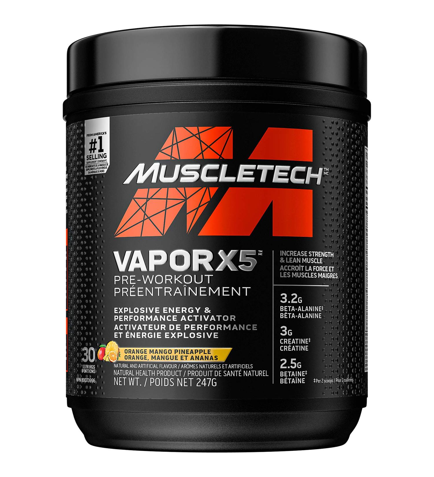 MuscleTech Pre Workout Powder MuscleTech Vapor X5 Pre-Workout Pre Workout Powder for Men & Women PreWorkout Energy Powder Drink Mix Sports Nutrition Pre-Workout Products Orange Mango Pineapple (30 Servings) - Buy Online on GoSupps.com