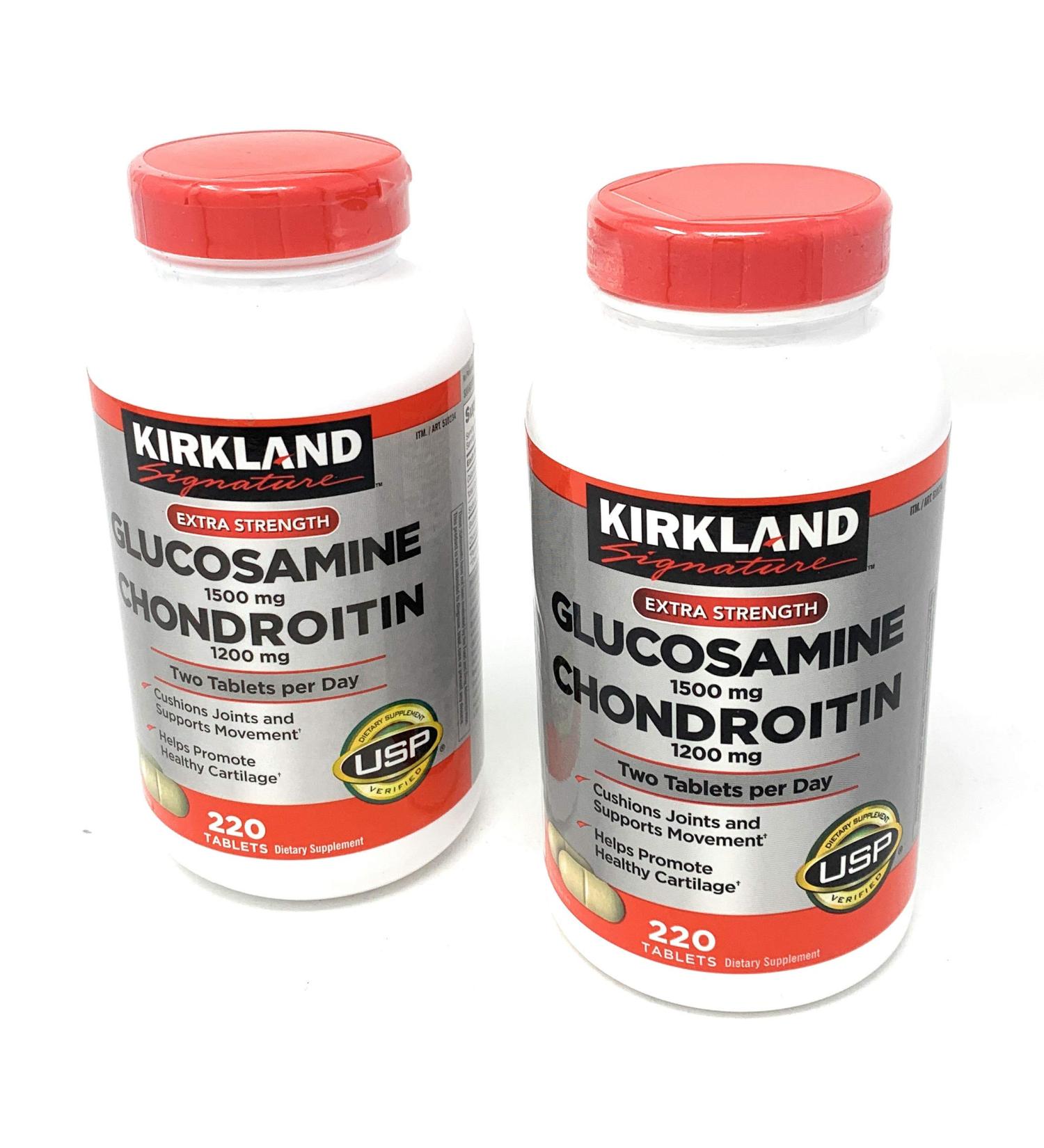 Kirkland Signature Extra Strength Glucosamine 1500mg/Chondroitin 1200mg 220 Count - Pack of 2 - Buy Online on GoSupps.com
