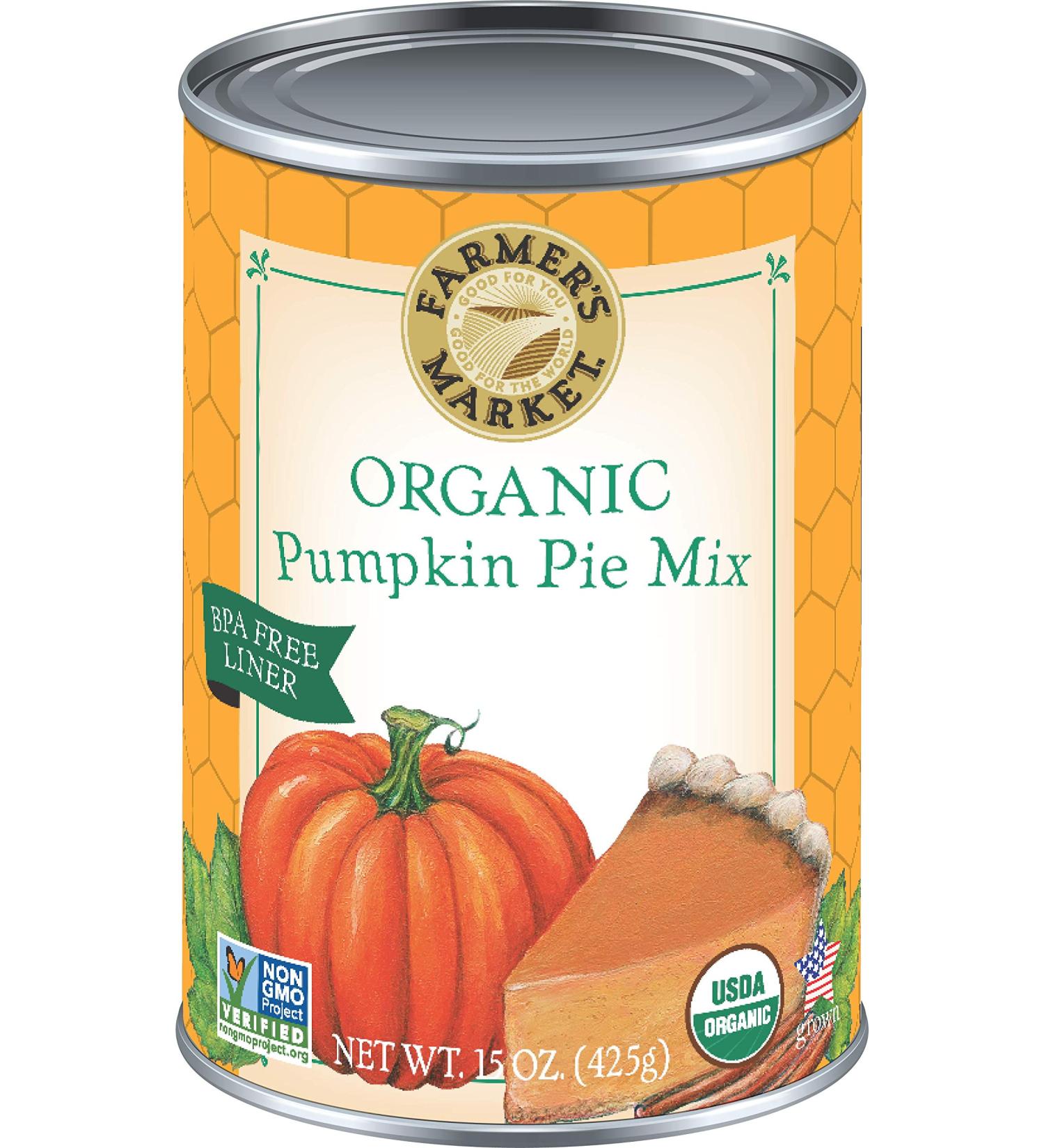 Farmer's Market Foods Canned Organic Pumpkin Pie Filling Puree Mix, 15-Ounce (Pack of 12)