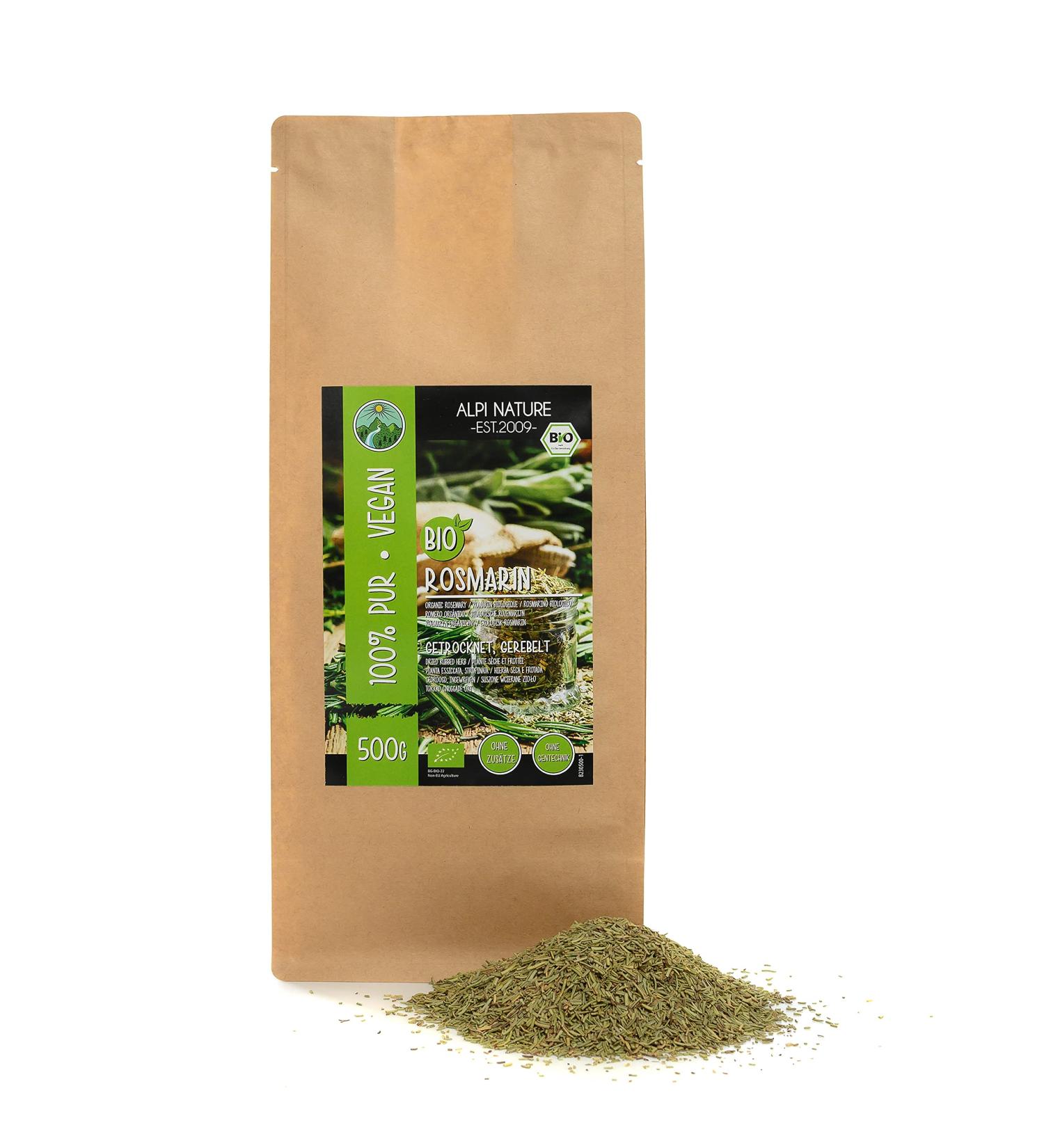 Organic Dried Rosemary (500g 1.1lb) - Gluten-Free, Lactose-Free, Vegan, 100% Natural for Spice Mixtures and Tea - Buy Online on GoSupps.com