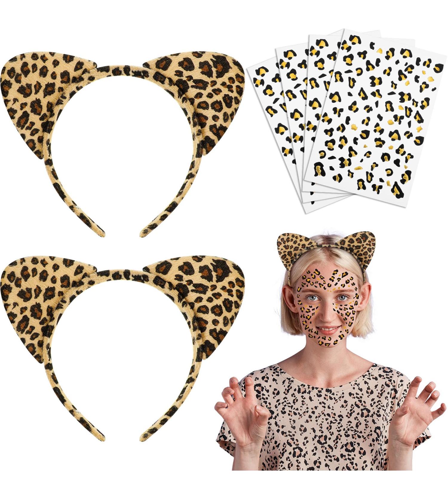Cheetah & Leopard Headbands with Temporary Tattoos | Halloween Costume Accessories - Buy Online on GoSupps.com
