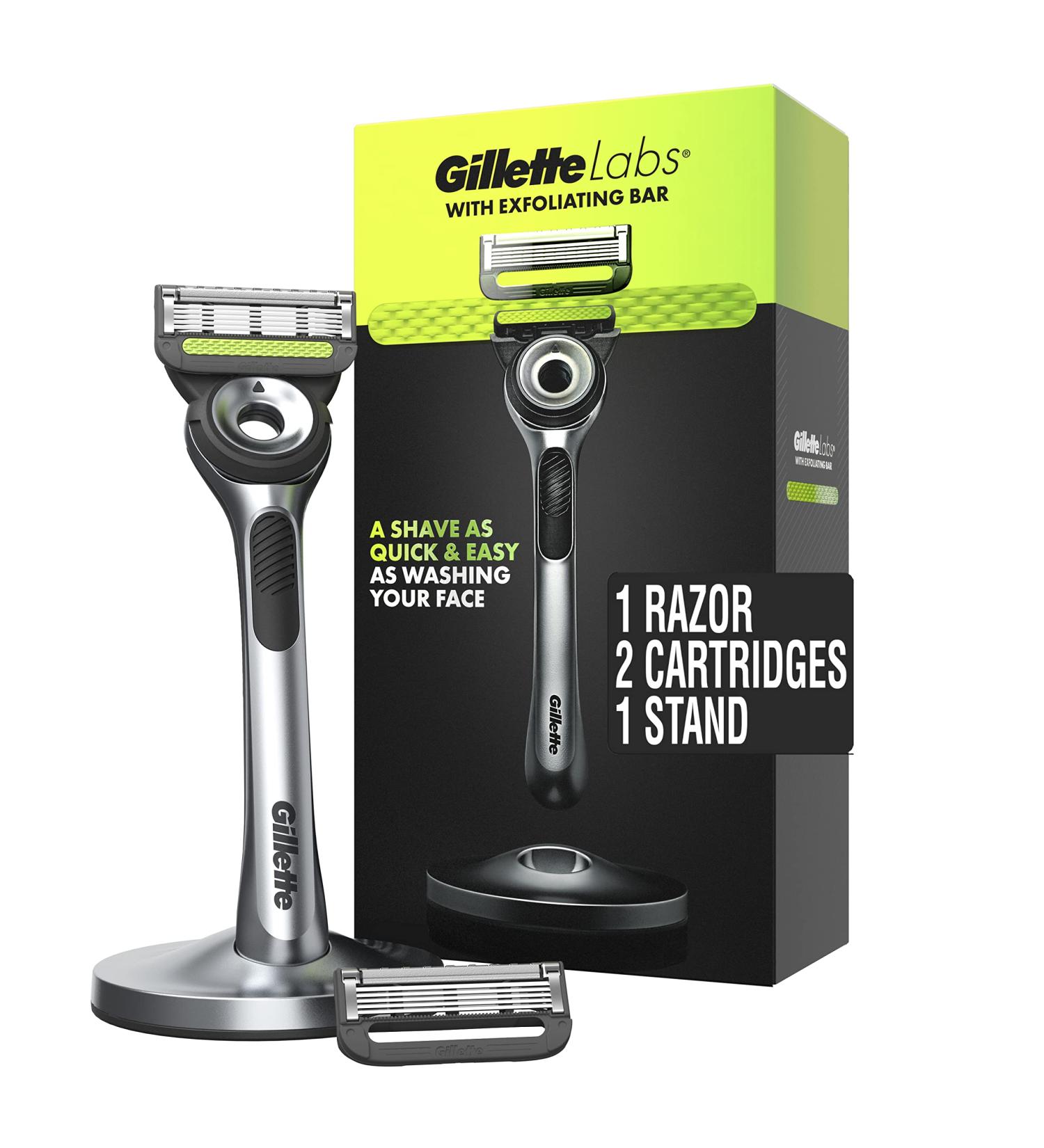 GilletteLabs Men's Razor Shaving Kit - Handle, 2 Refills & Magnetic Stand - Buy Online on GoSupps.com