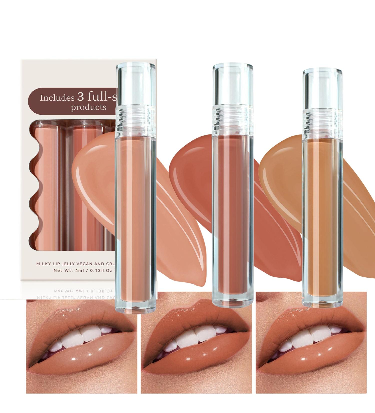Shop Hydrating Lip Gloss Set for Women | Plumping Moisturizing Lip Tints & Glossy Shine - 3 Color Velvet Finish - Buy Online on GoSupps.com