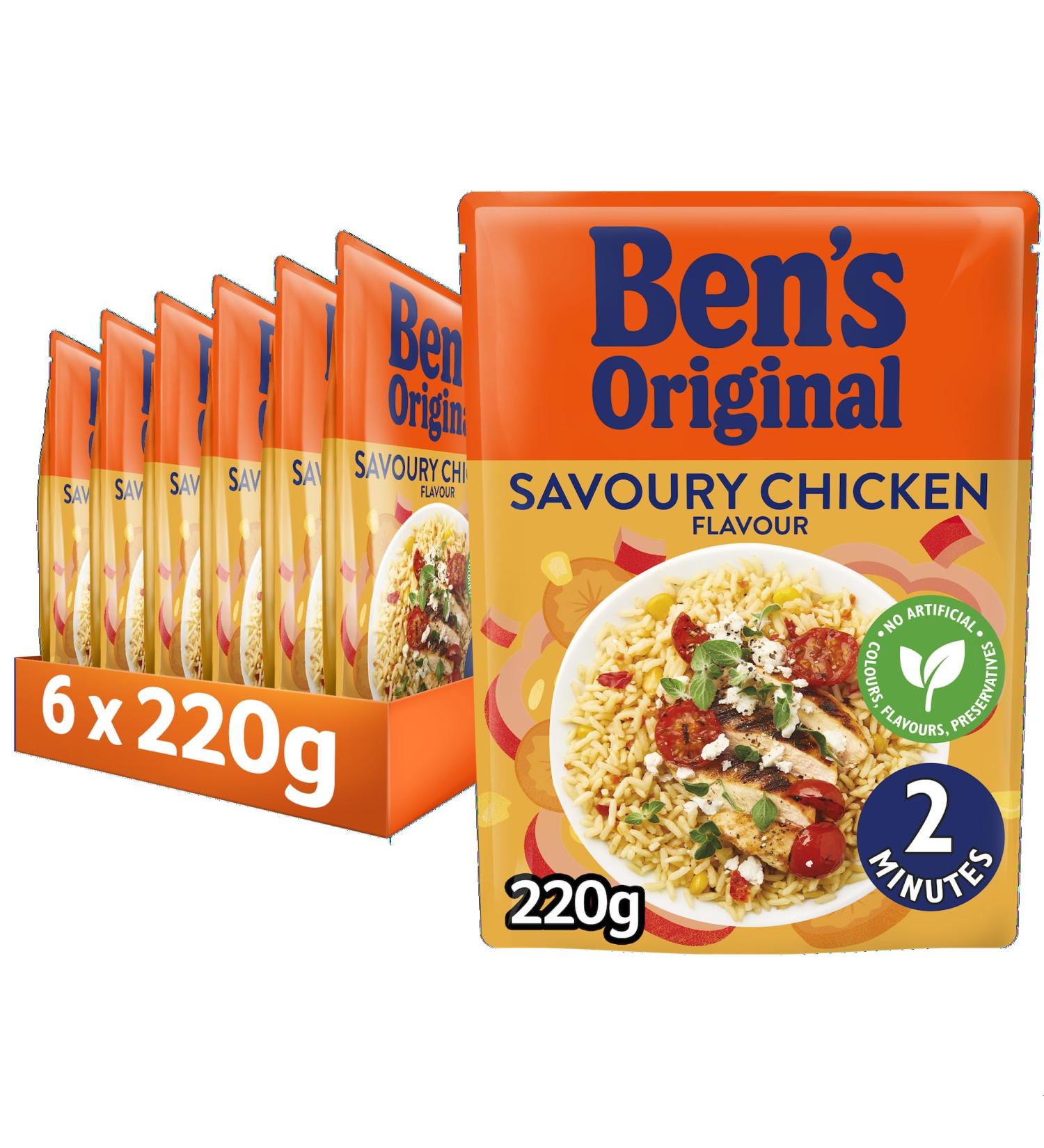 BEN'S ORIGINAL Savoury Chicken Microwave Rice Bulk Multipack 6 x 220g pouches 220 g (Pack of 6) Savoury Chicken - Buy Online on GoSupps.com