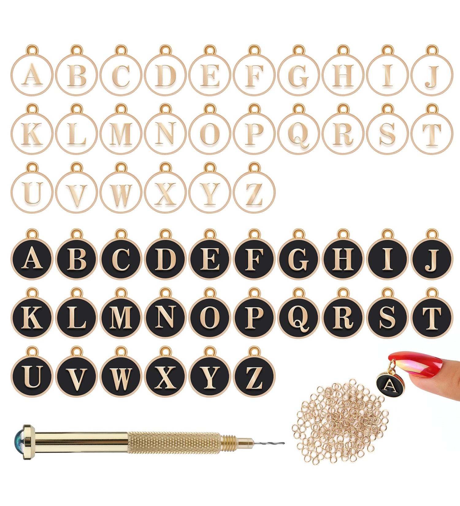 Mwoot 153-Piece Nail Piercing Charms Kit - Double-Sided Metal Letter Pendants Nail Drill & Jewelry Rings for Tips - Acrylic & Gel Decor in Black & White - Buy Online on GoSupps.com